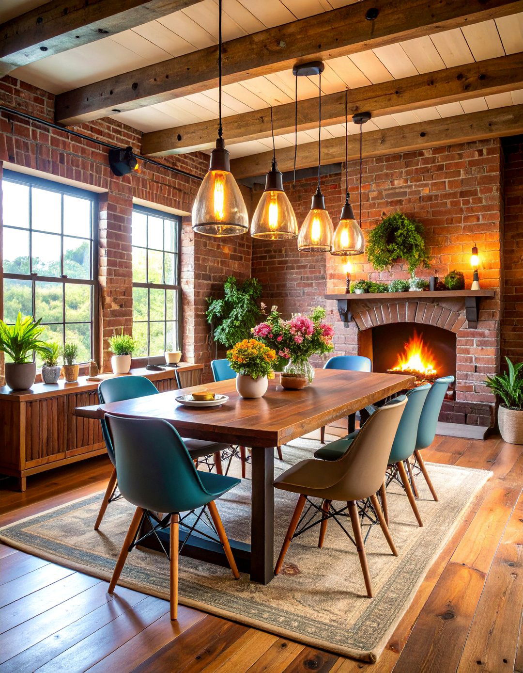 Rustic Shiplap Dining Room with Exposed Brick - 25 Shiplap Dining Room Wall Ideas