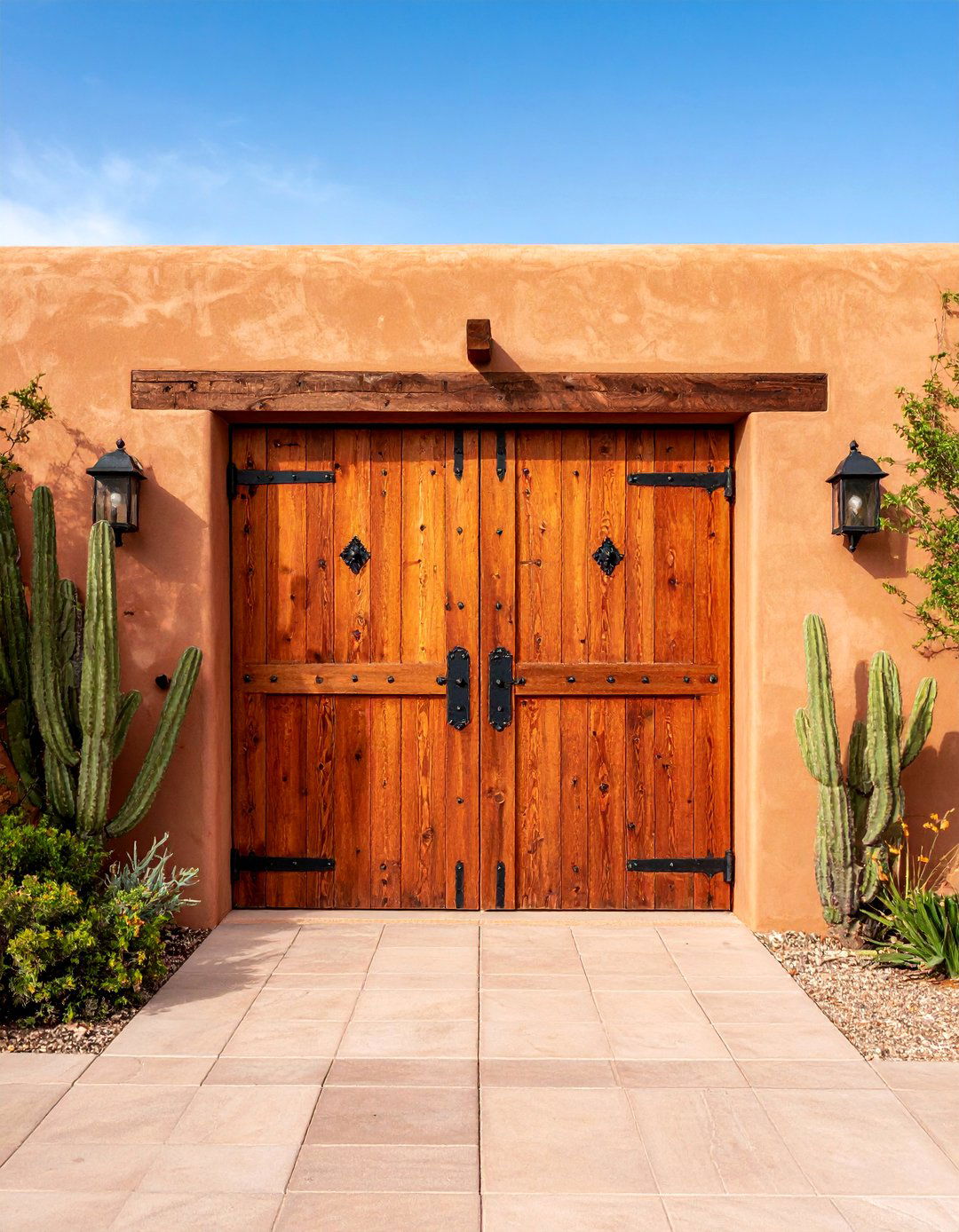 Rustic Spanish Barn Door with Sliding Hardware - 25 Spanish Style Front Door Ideas