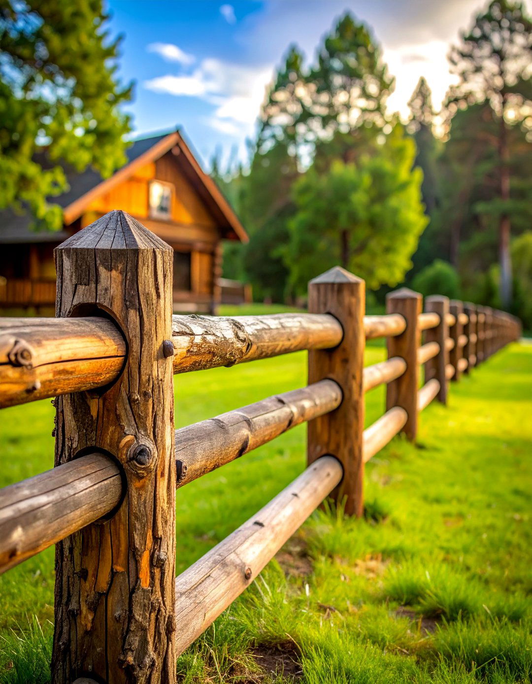 Rustic Split Rail Fence with Bark Intact - 25 Split Rail Fence Ideas