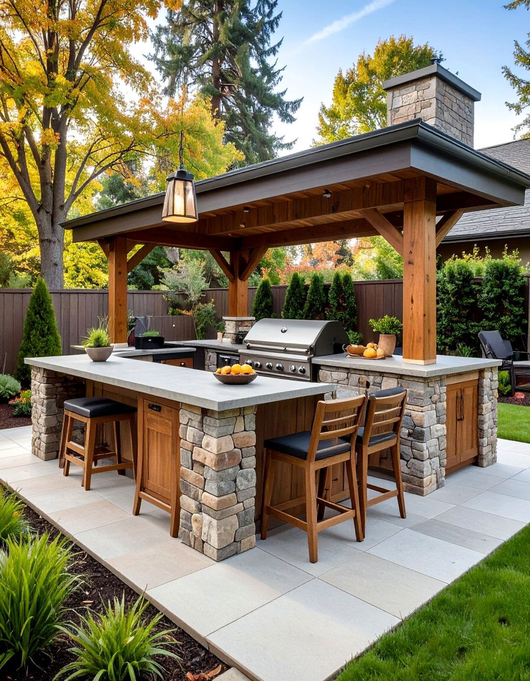 Rustic Stone BBQ Island with Natural Materials - 25 Bbq Island Ideas