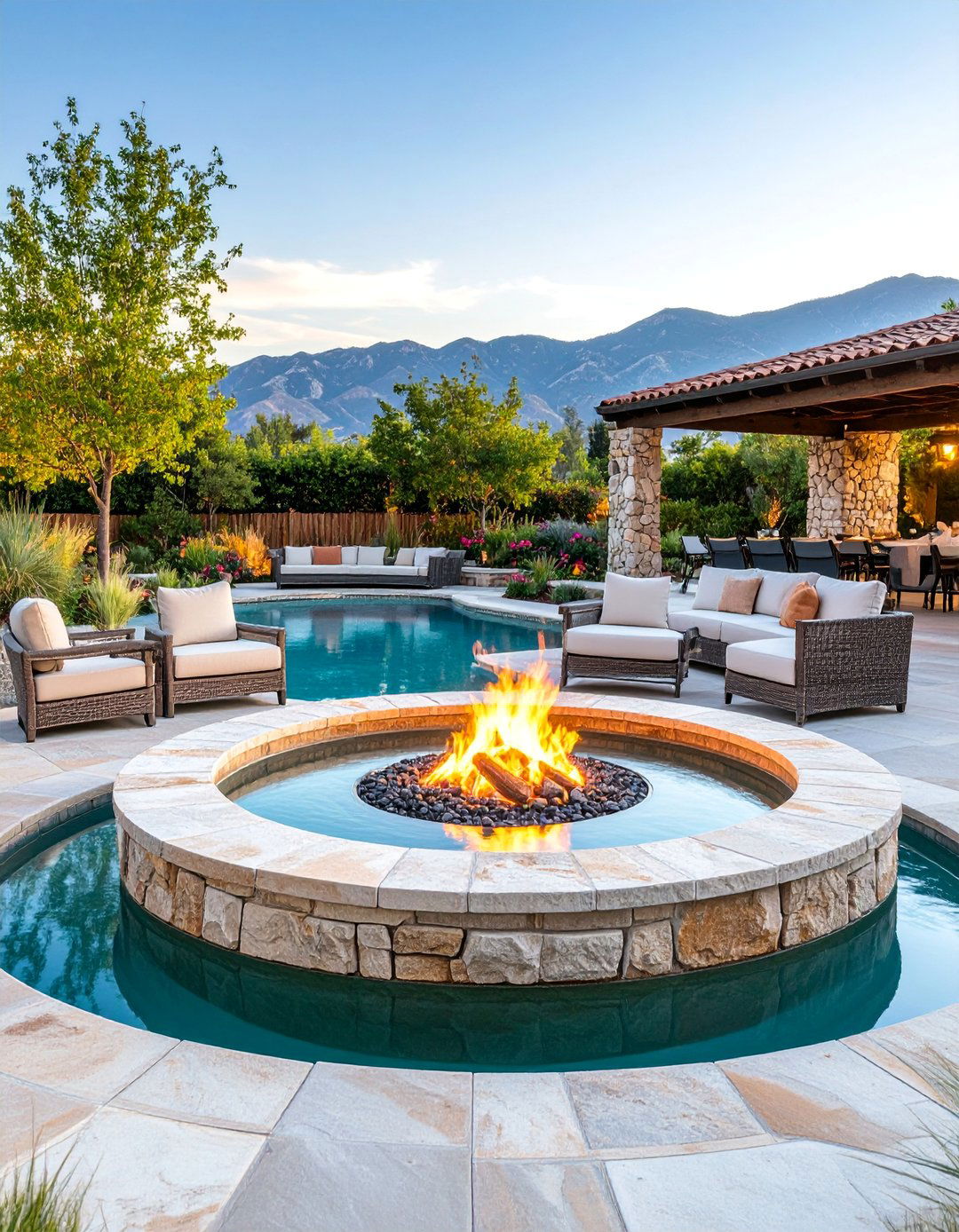 Rustic Stone Fire Bowl Pond - 25 Raised Garden Pond Ideas