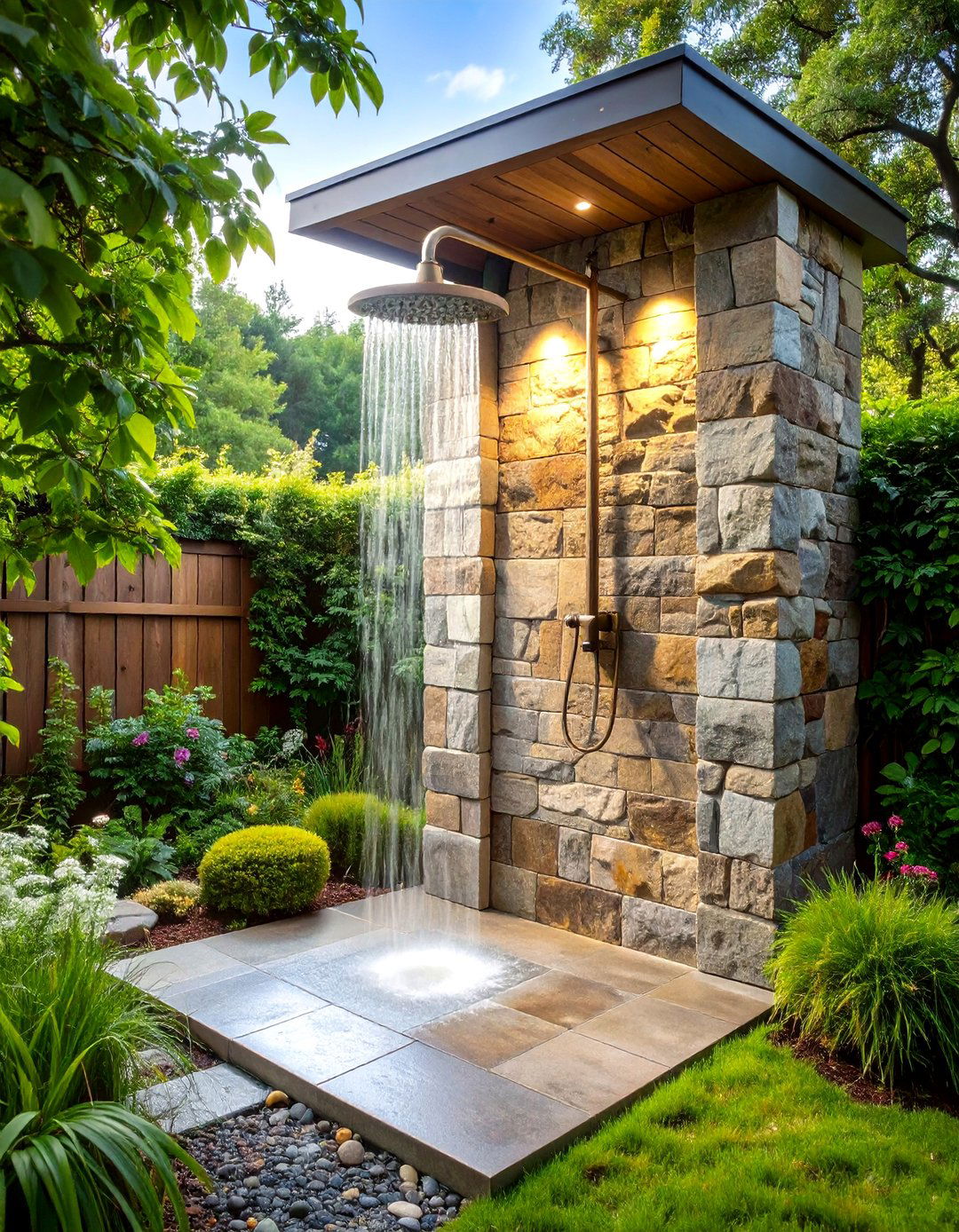 Rustic Stone Retreat Shower - 25 Outdoor Shower Ideas