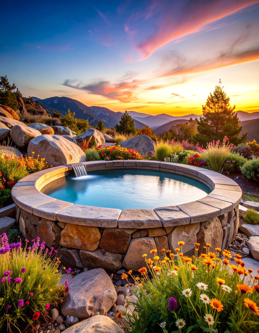 Rustic Stone Sunken Hot Tub with Natural Boulder Integration - 25 Sunken Hot Tub Ideas
