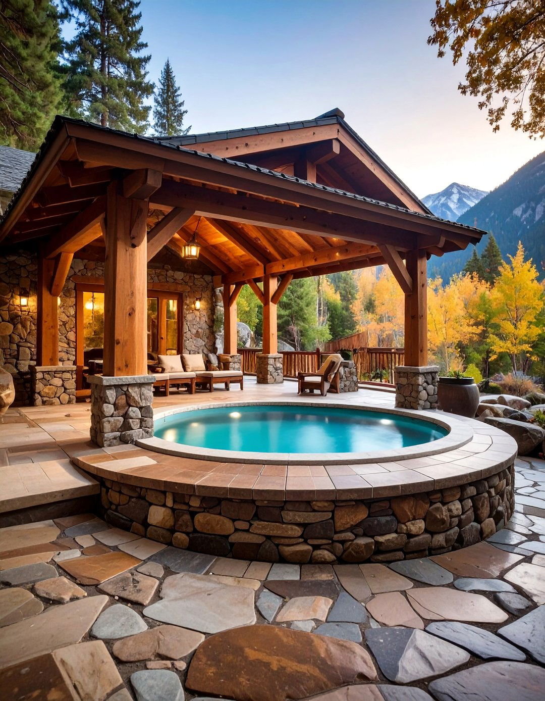 Rustic Stone and Timber Pavilion - 25 Hot Tub Enclosure Ideas
