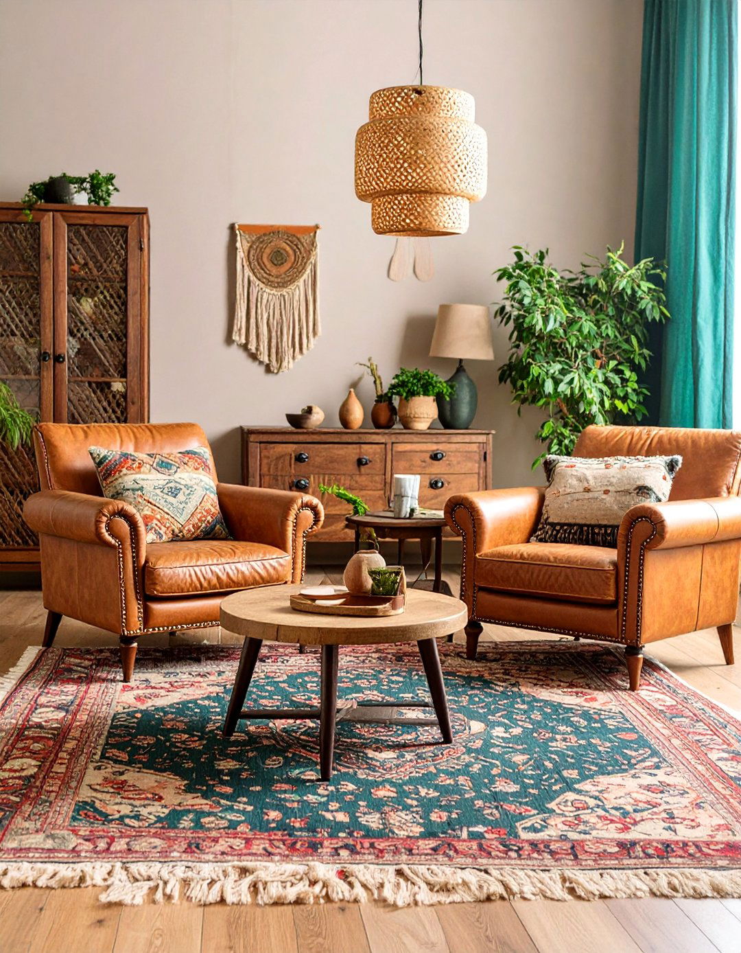 Rustic Taupe Living Room with Vintage Furniture - 25 Taupe Living Room Ideas