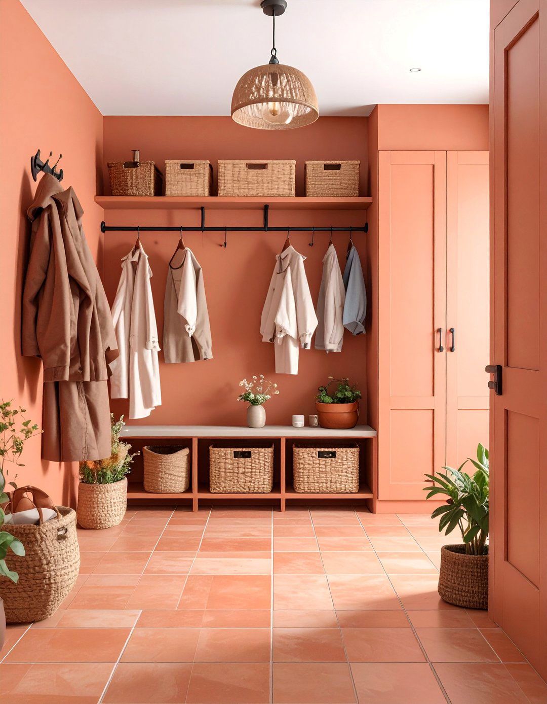 Rustic Terra Cotta Tile Mudroom Floor - 25 Mudroom Floor Ideas