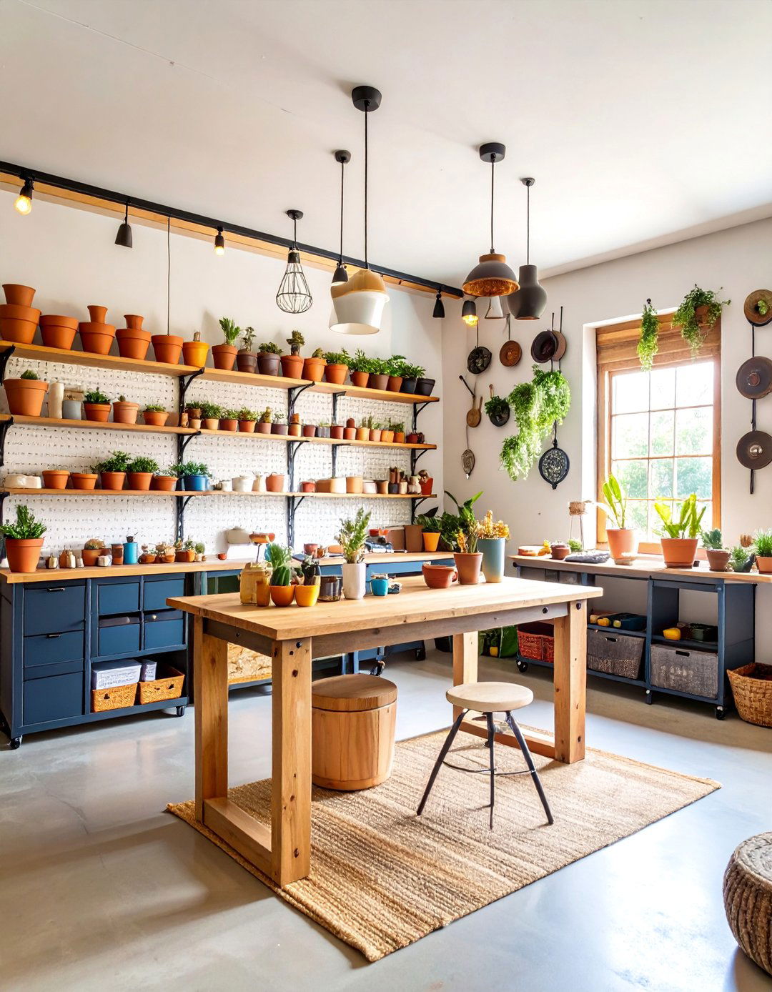 Rustic Terracotta Craft Room with Organized Storage - 25 terracotta home decor ideas