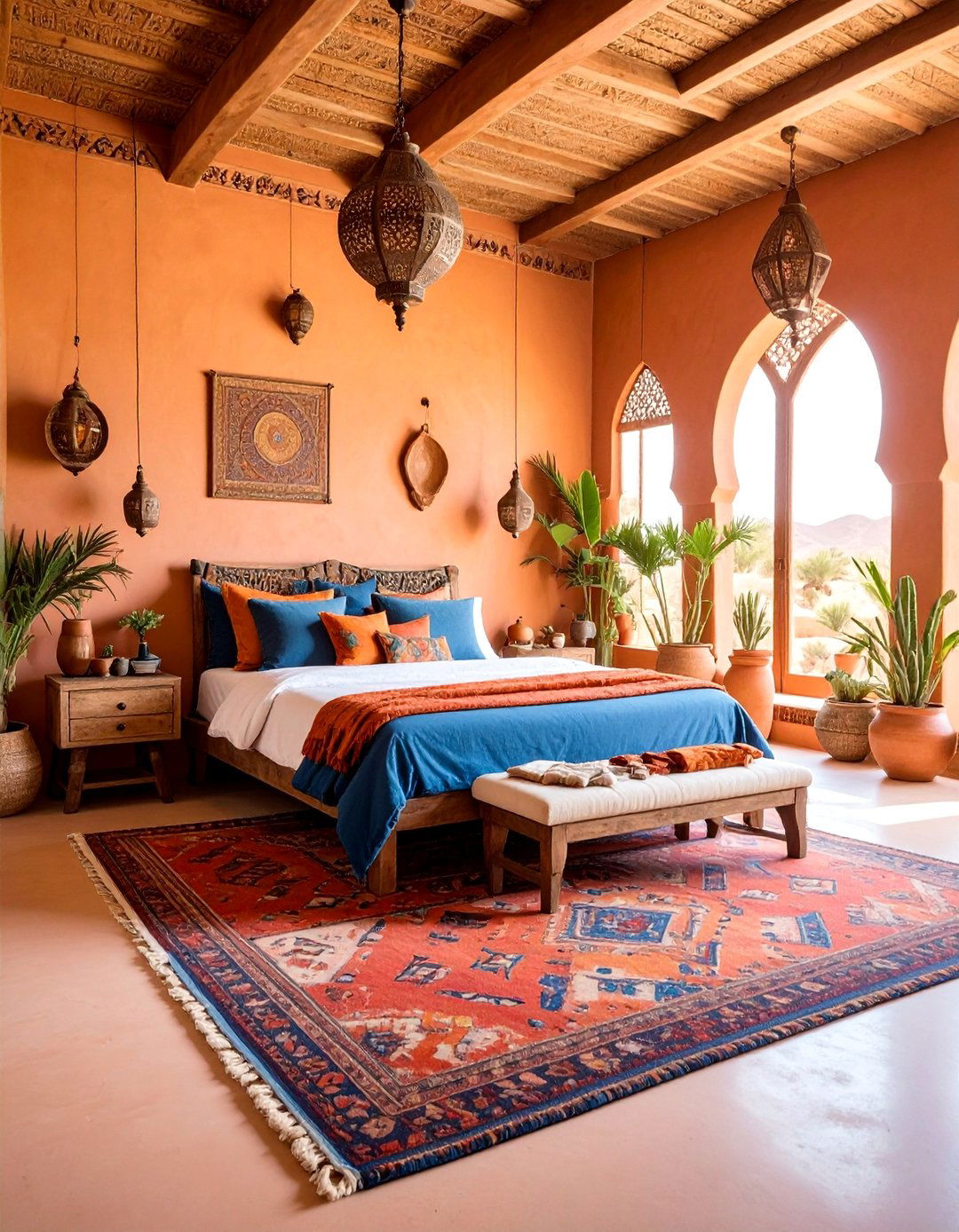 Rustic Terracotta Desert Oasis Bedroom - 25 Moroccan Themed Bedroom Ideas