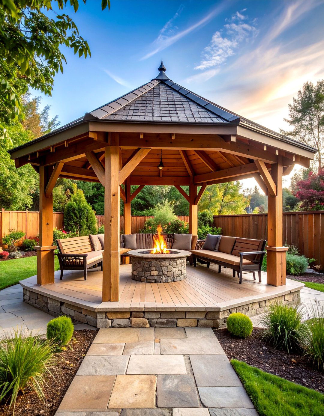 Rustic Timber Frame Gazebo - 25 Covered Patio Ideas