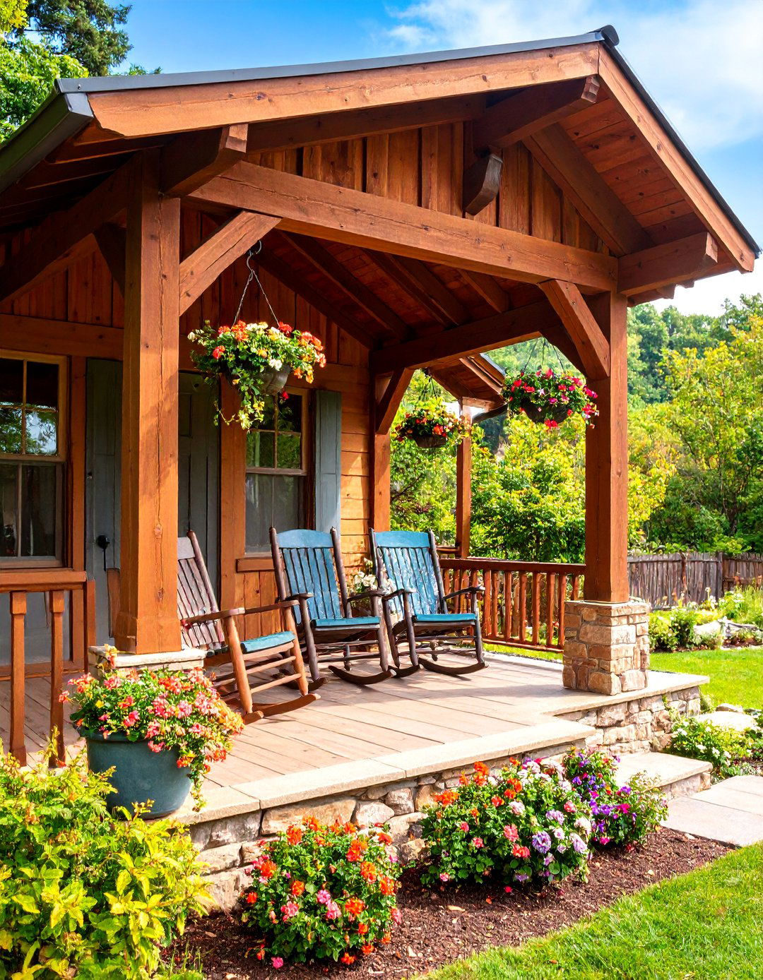 Rustic Timber Frame Shed Roof Porch - 25 Shed Roof Porch Design Ideas