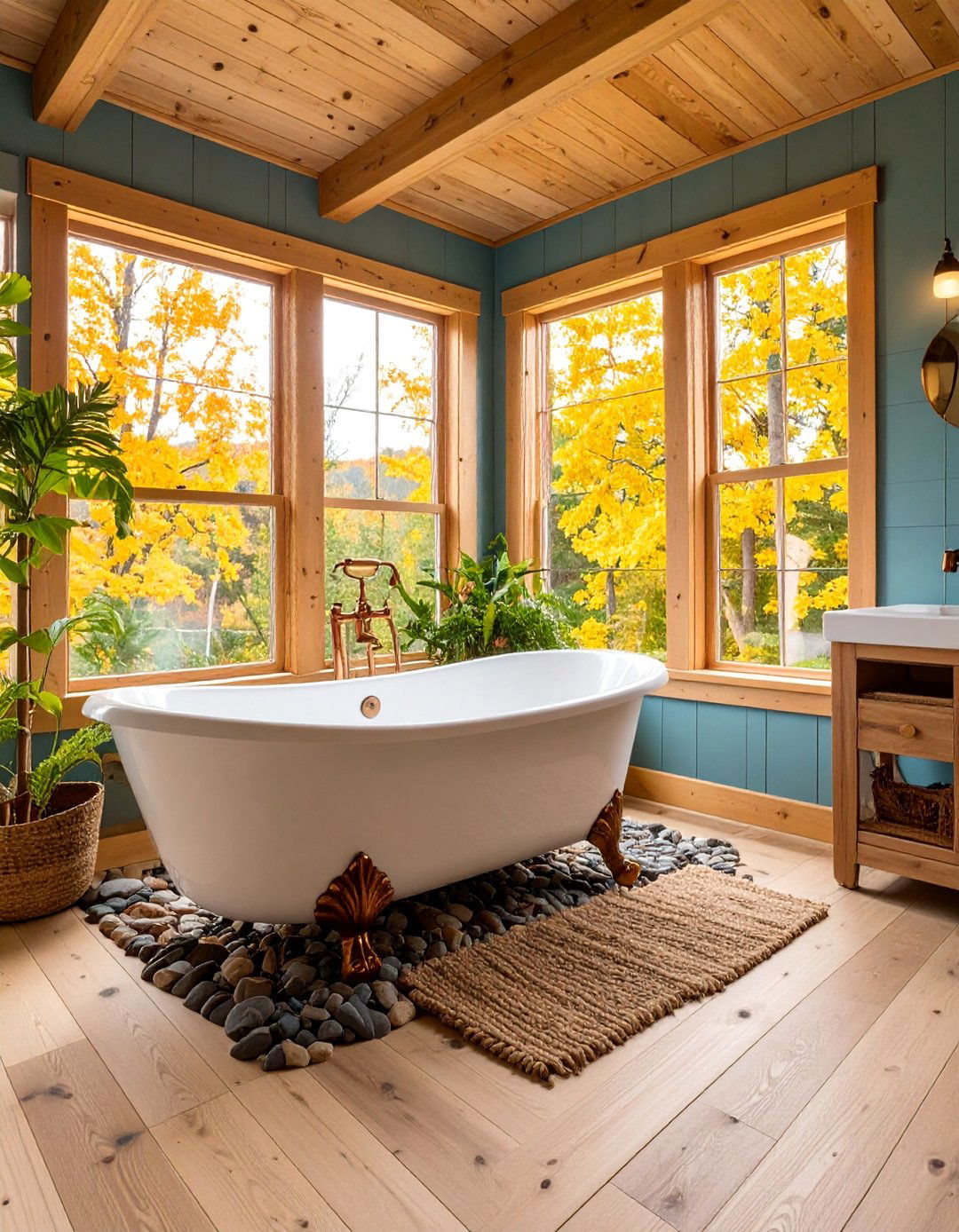 Rustic Tiny House with Vintage Claw foot Tub and Copper Details - 25 Rustic Tiny House Ideas