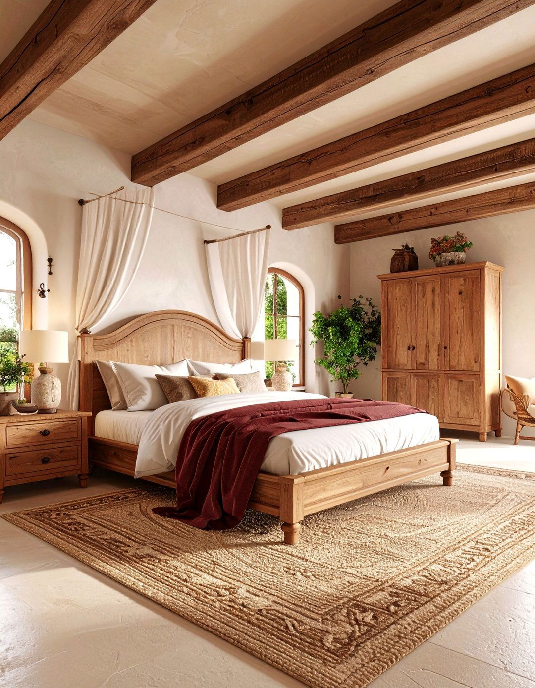 Rustic Tuscan Mediterranean Bedroom with Exposed Beams - 25 Mediterranean Bedroom Ideas