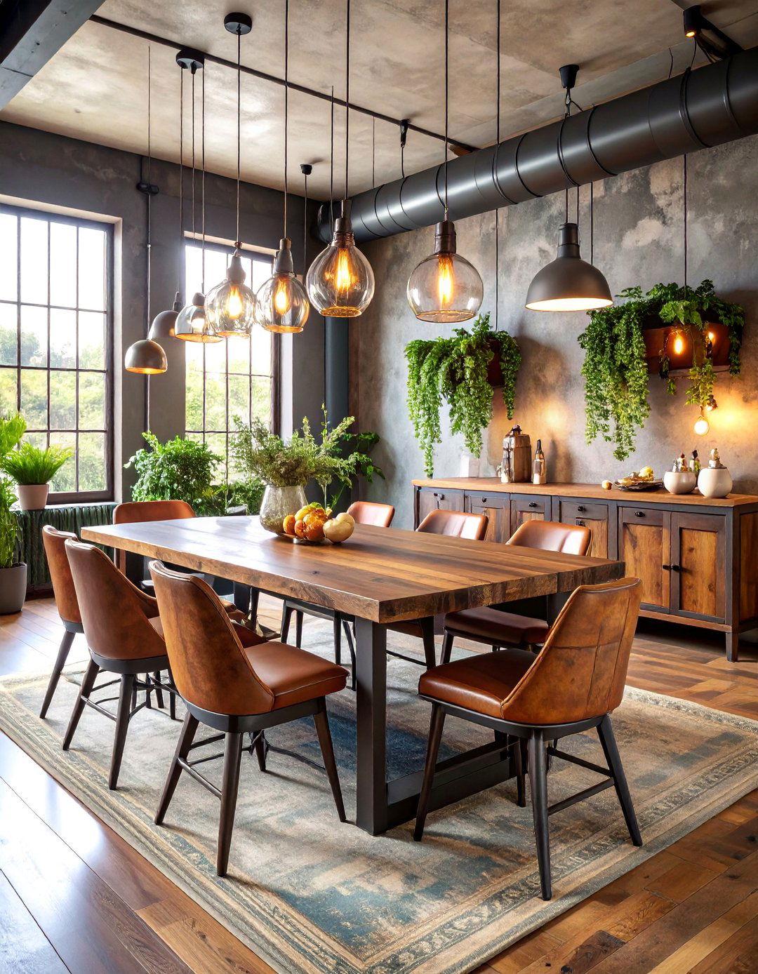Rustic Vintage Industrial Fusion Dining Room with Mixed Elements - 25 Rustic Dining Room Ideas