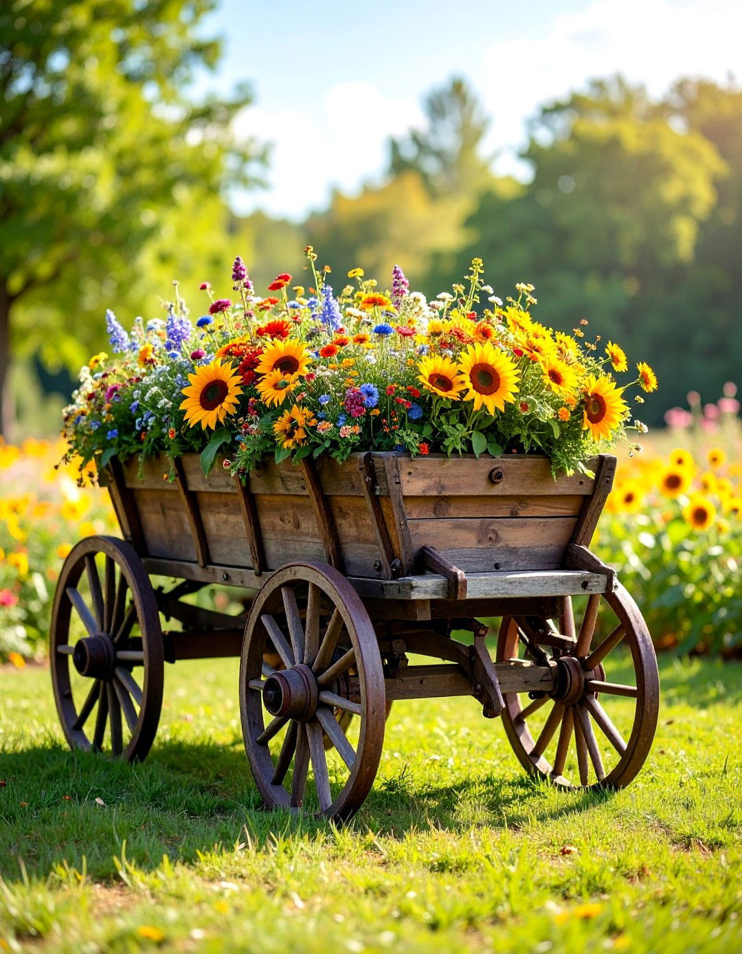 Rustic Wagon Garden with Farmhouse Plantings - 25 Vintage Garden Ideas