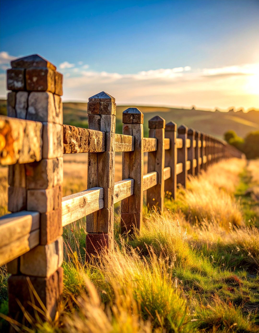 Rustic Weathered Block Fence with Patina - 25 Cinder Block Fence Ideas