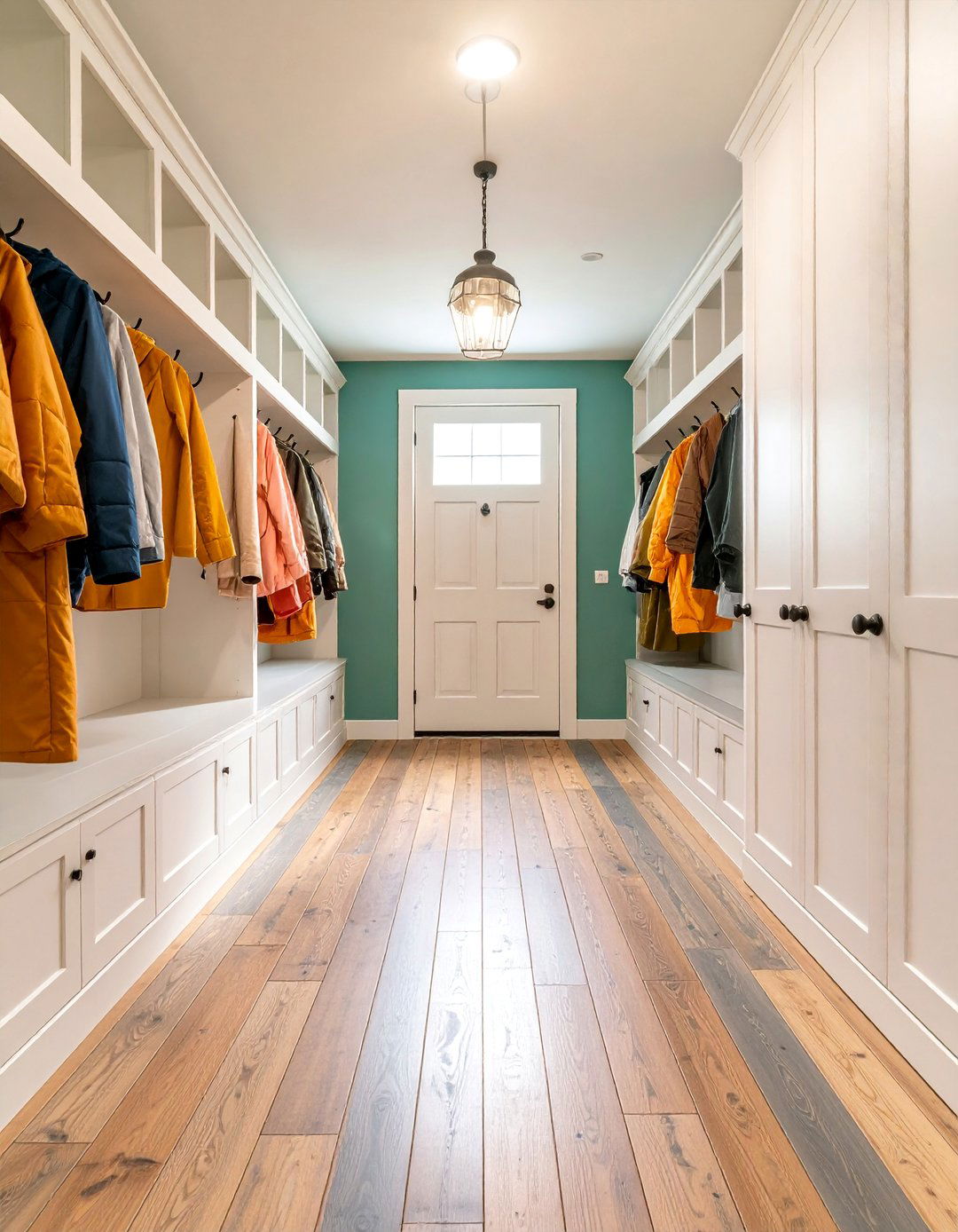 Rustic Weathered Wood Plank Painted Floor - 25 Painted Floor Ideas