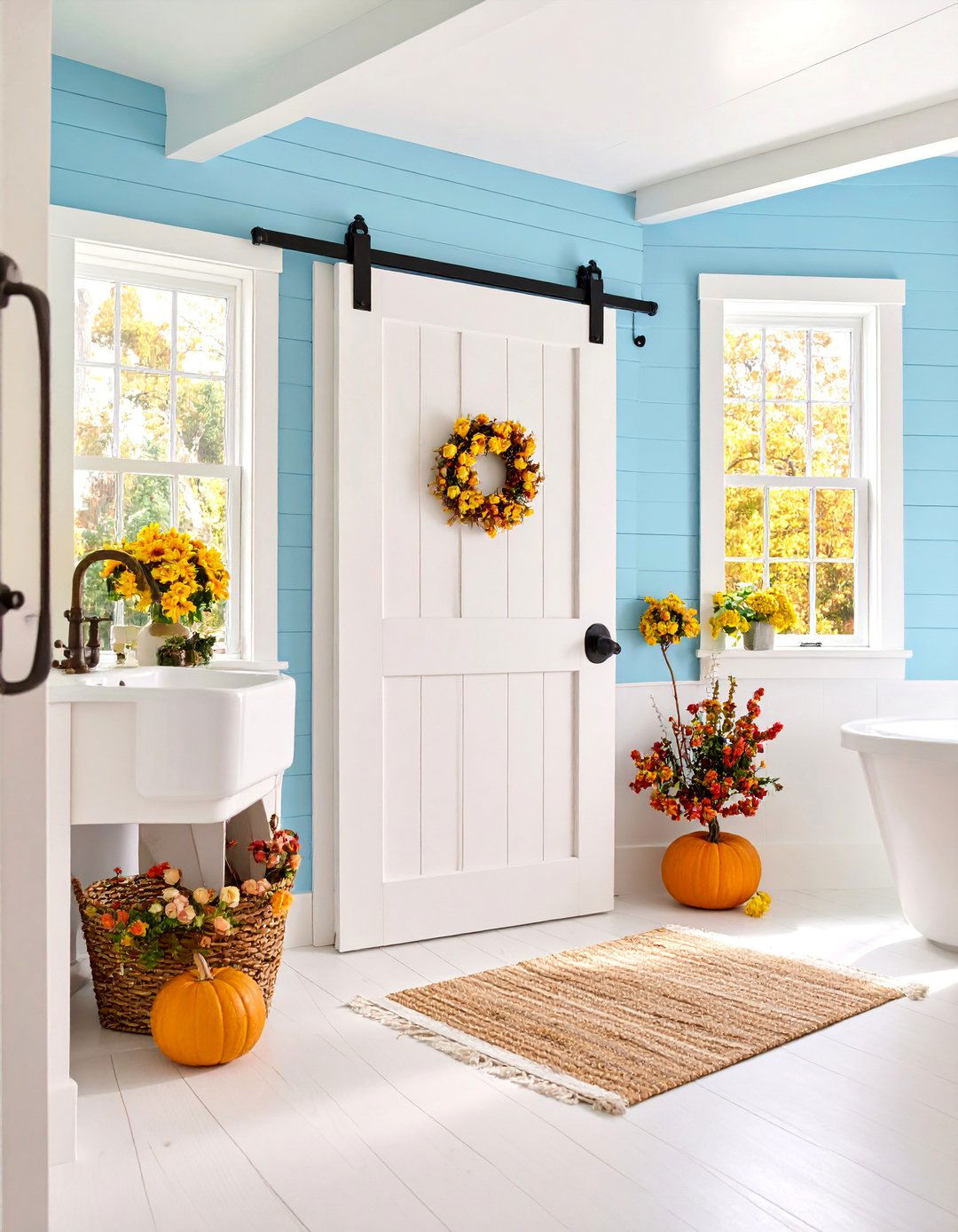 Rustic White Barn Door Bathroom - 25 White Bathroom Ideas