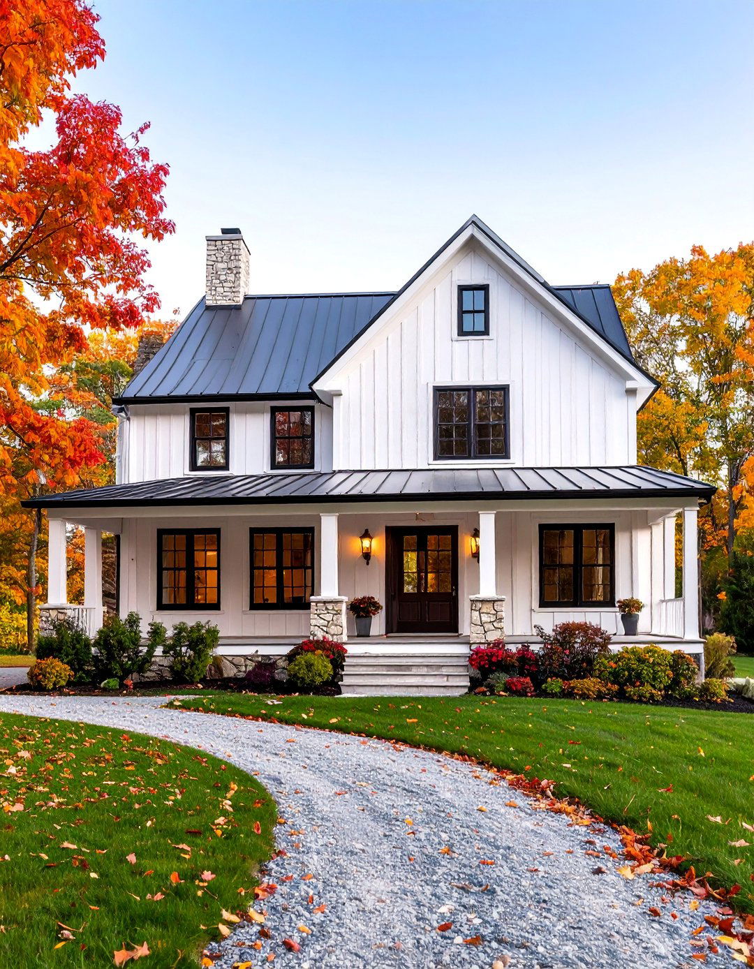 Rustic White Farmhouse with Black Windows and Reclaimed Wood Accents - 25 White Farmhouse With Black Windows Ideas