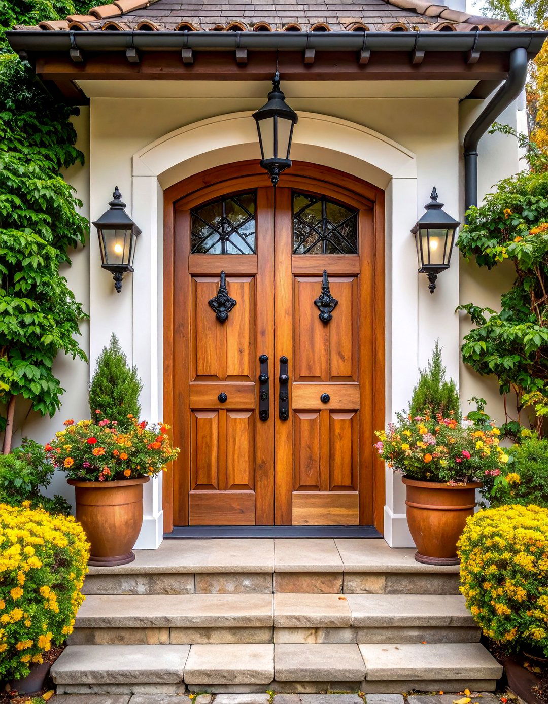 Rustic White Oak Door with Iron Hardware Accents - 25 White Oak Front Door Ideas