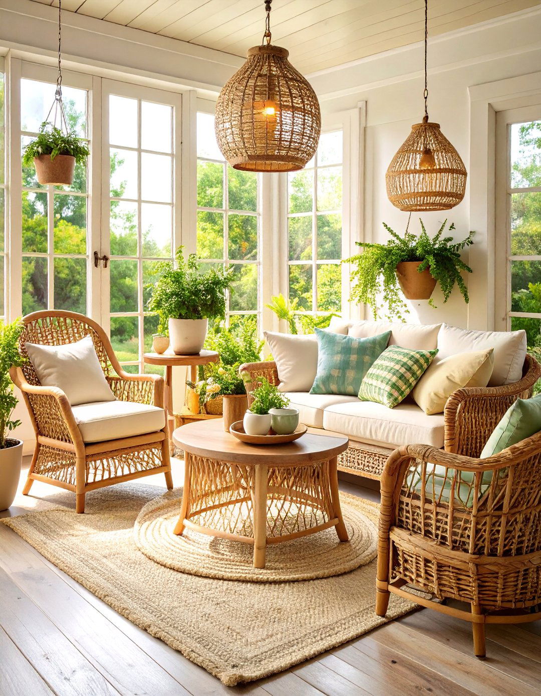 Rustic Wicker Sunroom with Vintage Accents - 25 Rustic Sunroom Ideas