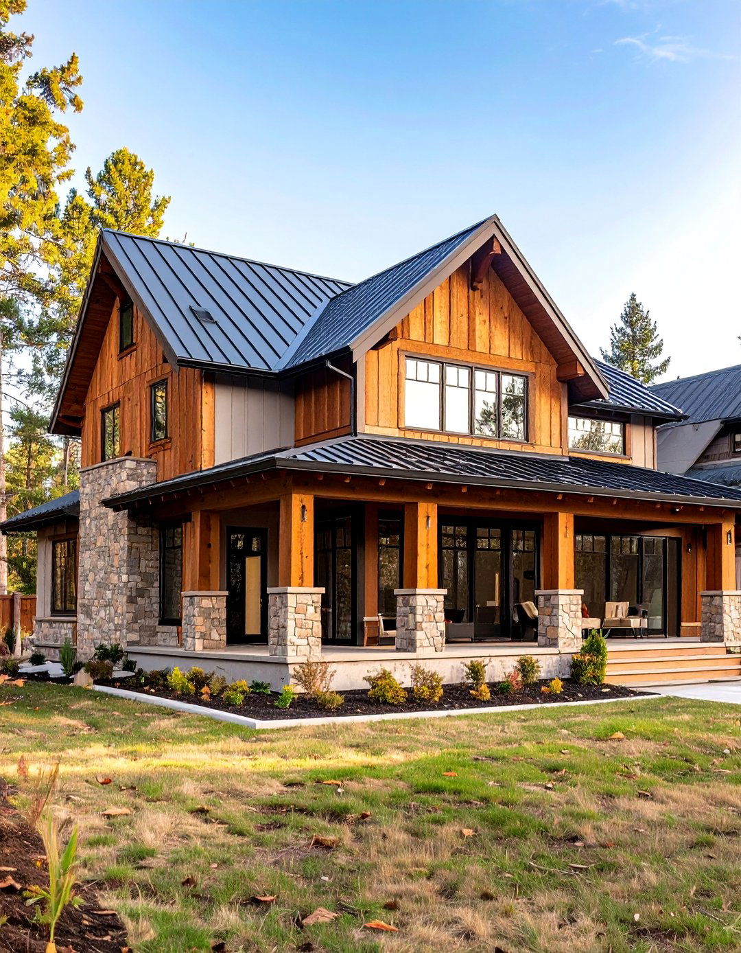 Rustic Wood Accents with Metal Roofing - 25 Curb Appeal Inspiration for Ranch Homes