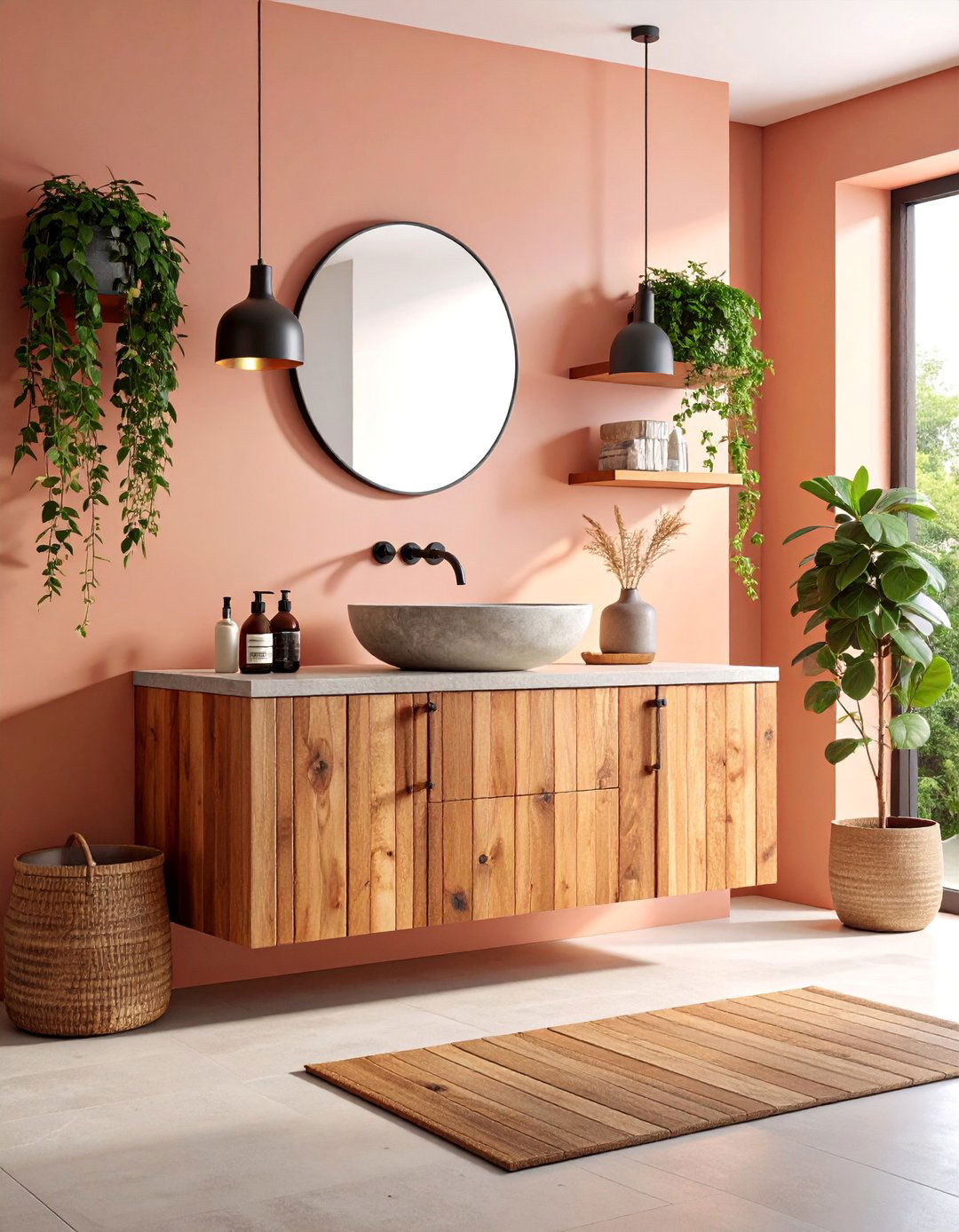 Rustic Wood Bathroom Vanity Design - 25 Wooden Interior Design Ideas