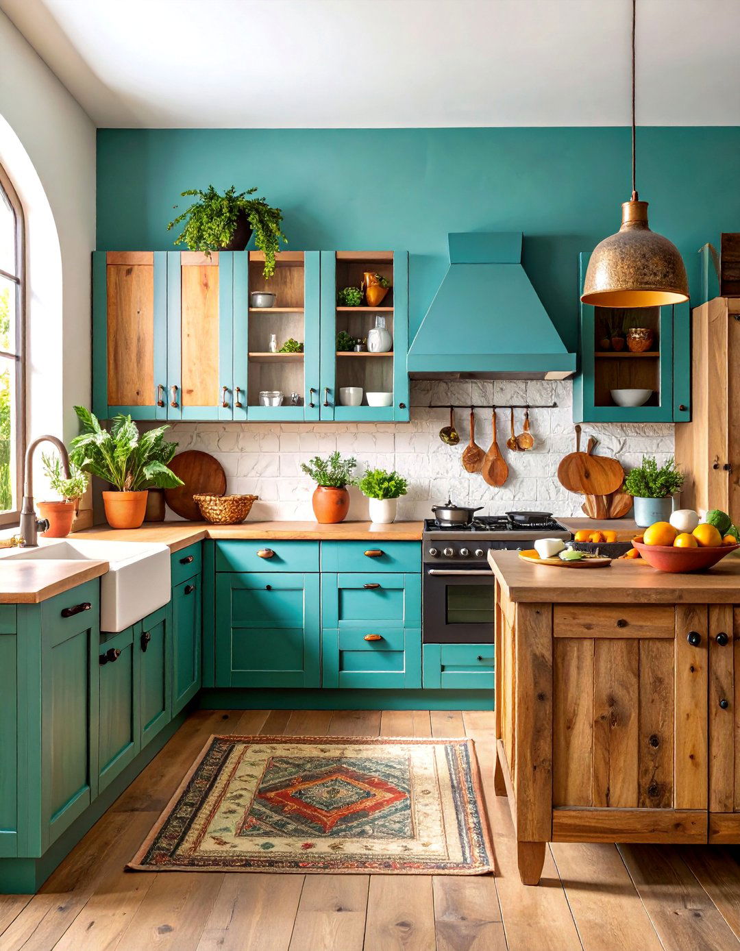 Rustic Wood Cabinet Kitchen with Distressed Finishes - 25 Mexican Kitchen Ideas