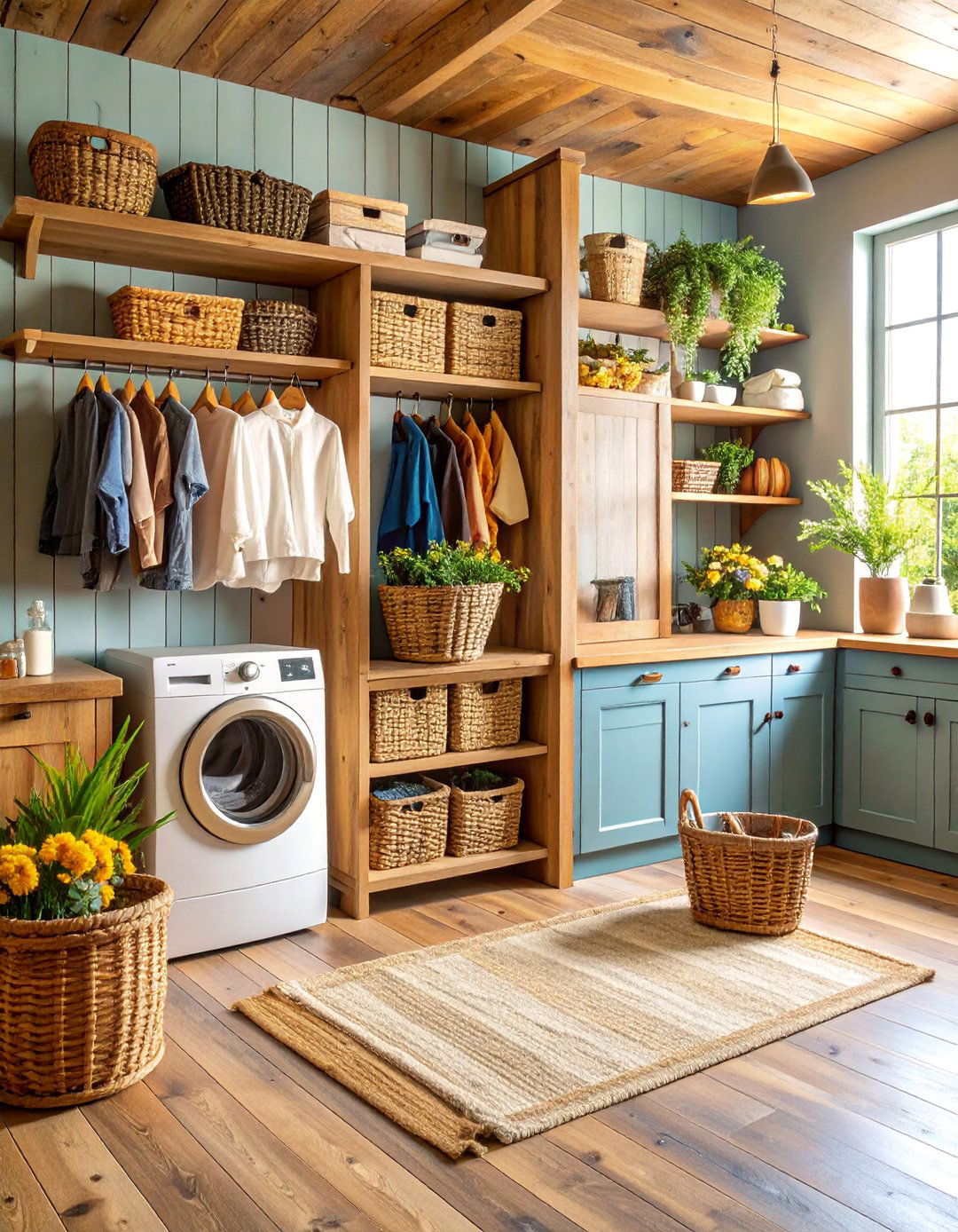 Rustic Wood Laundry Closet with Natural Warmth - 25 Laundry Closet Ideas
