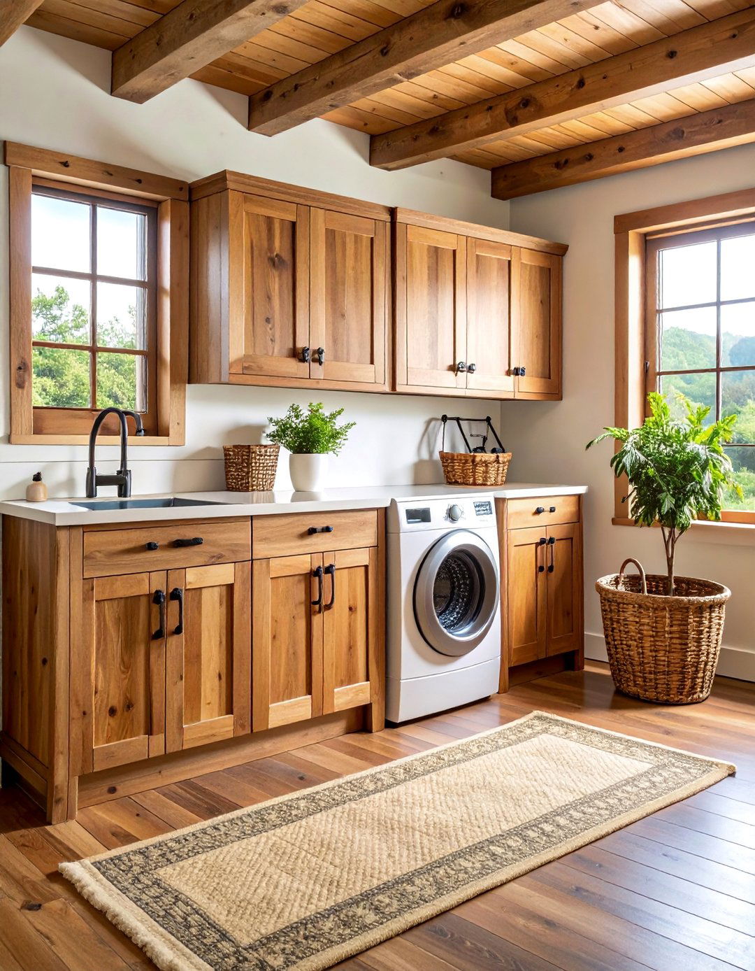Rustic Wood Laundry Room Cabinet Collection - 25 Laundry Room Cabinet Ideas
