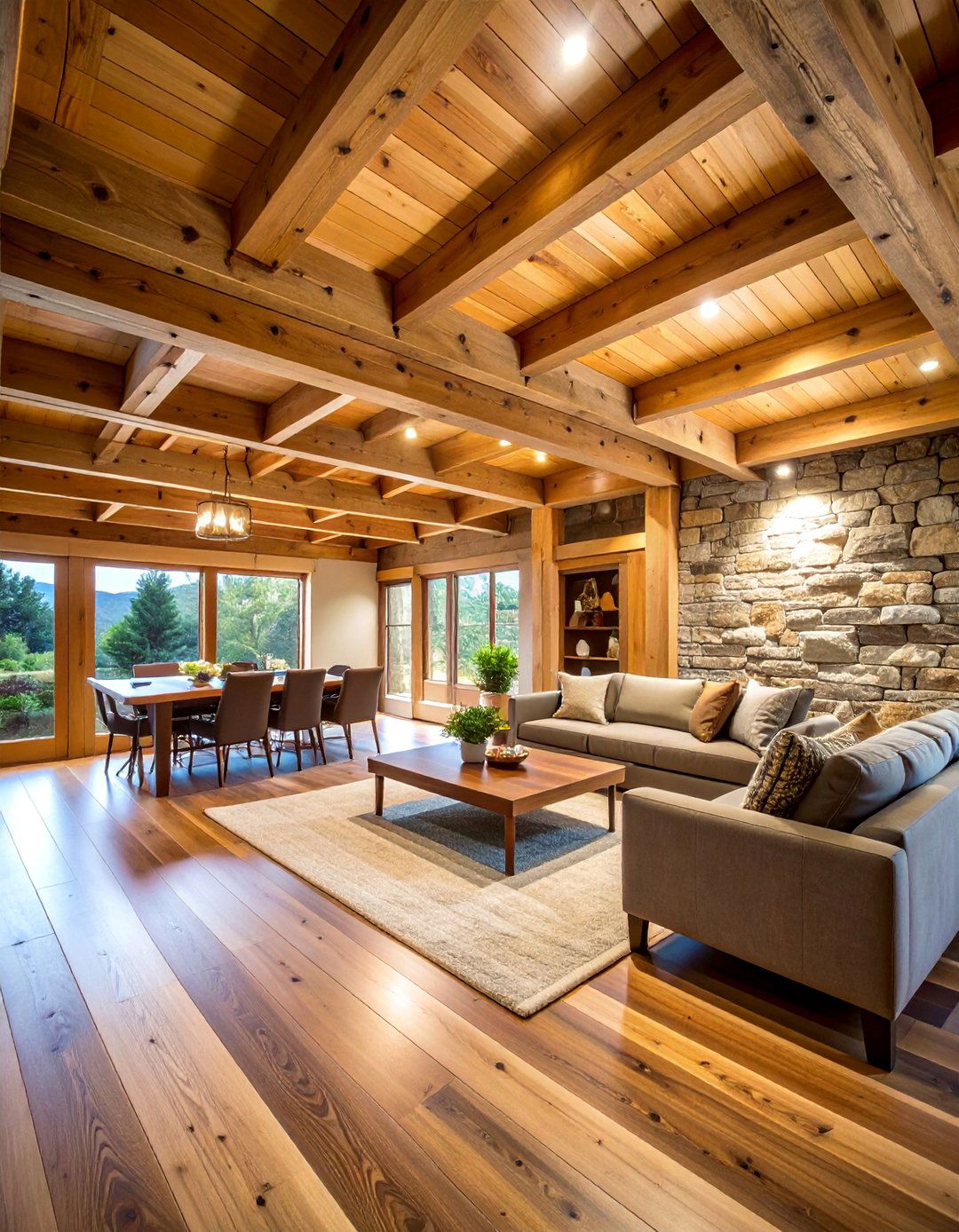 Rustic Wood Plank Ceiling - 25 Basement Ceiling Ideas