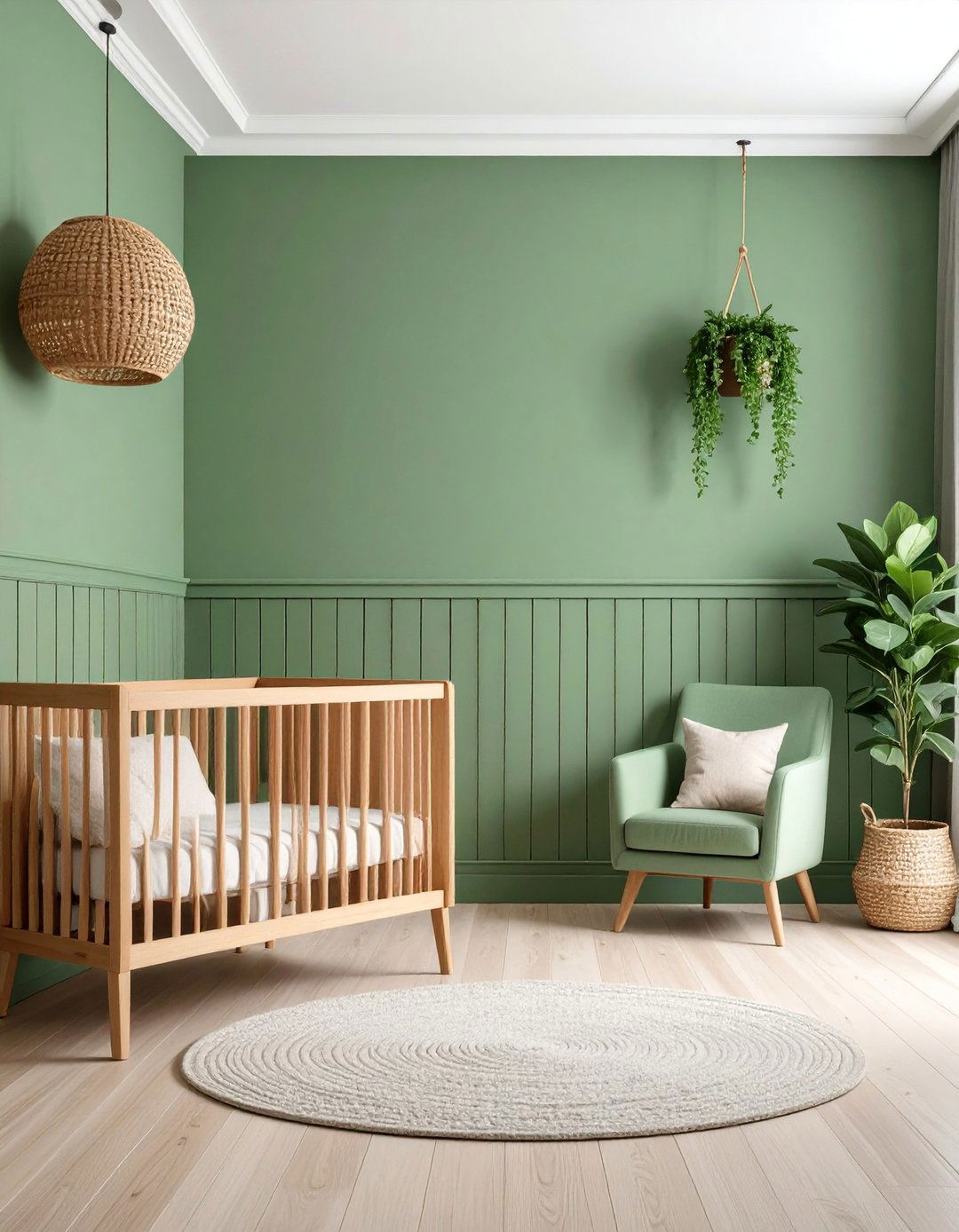 Rustic Wood Wainscoting with Forest Green - 25 Wainscoting Nursery Ideas