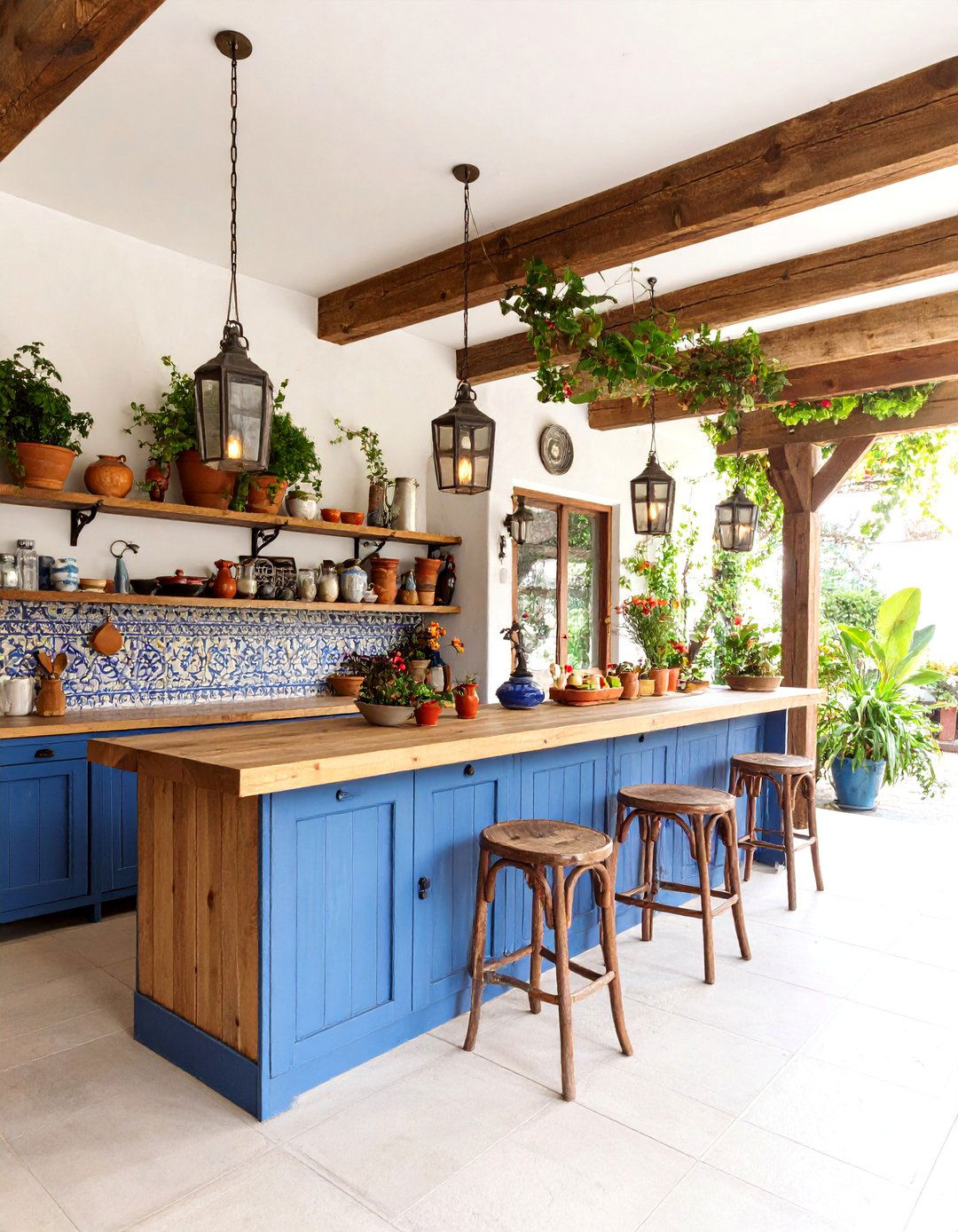Rustic Wood and Iron Cantina Kitchen - 25 Mexican Outdoor Kitchen Ideas
