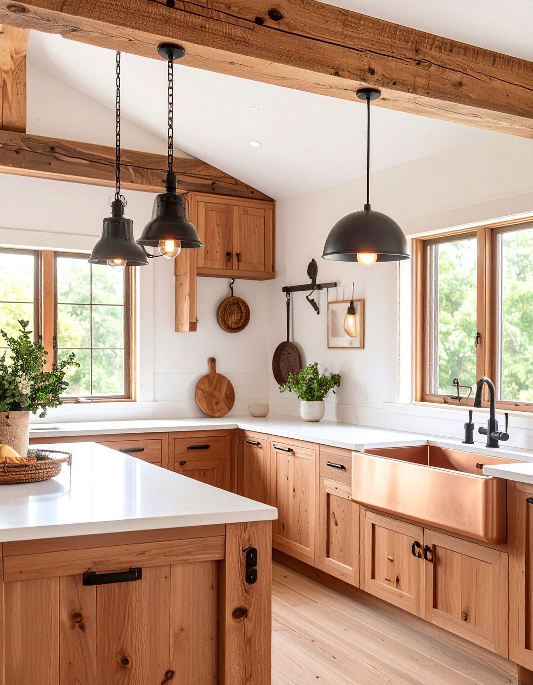 Rustic Wood and Metal Pendant Combinations - 25 Kitchen Sink Lighting Ideas