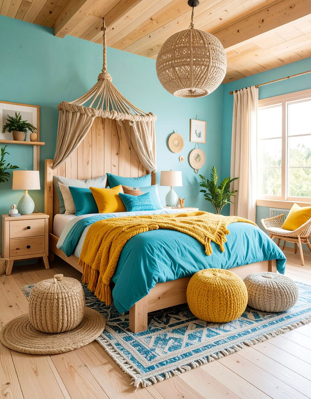 Rustic Wood and Rope Bedroom - 25 Hippie Bedroom Ideas