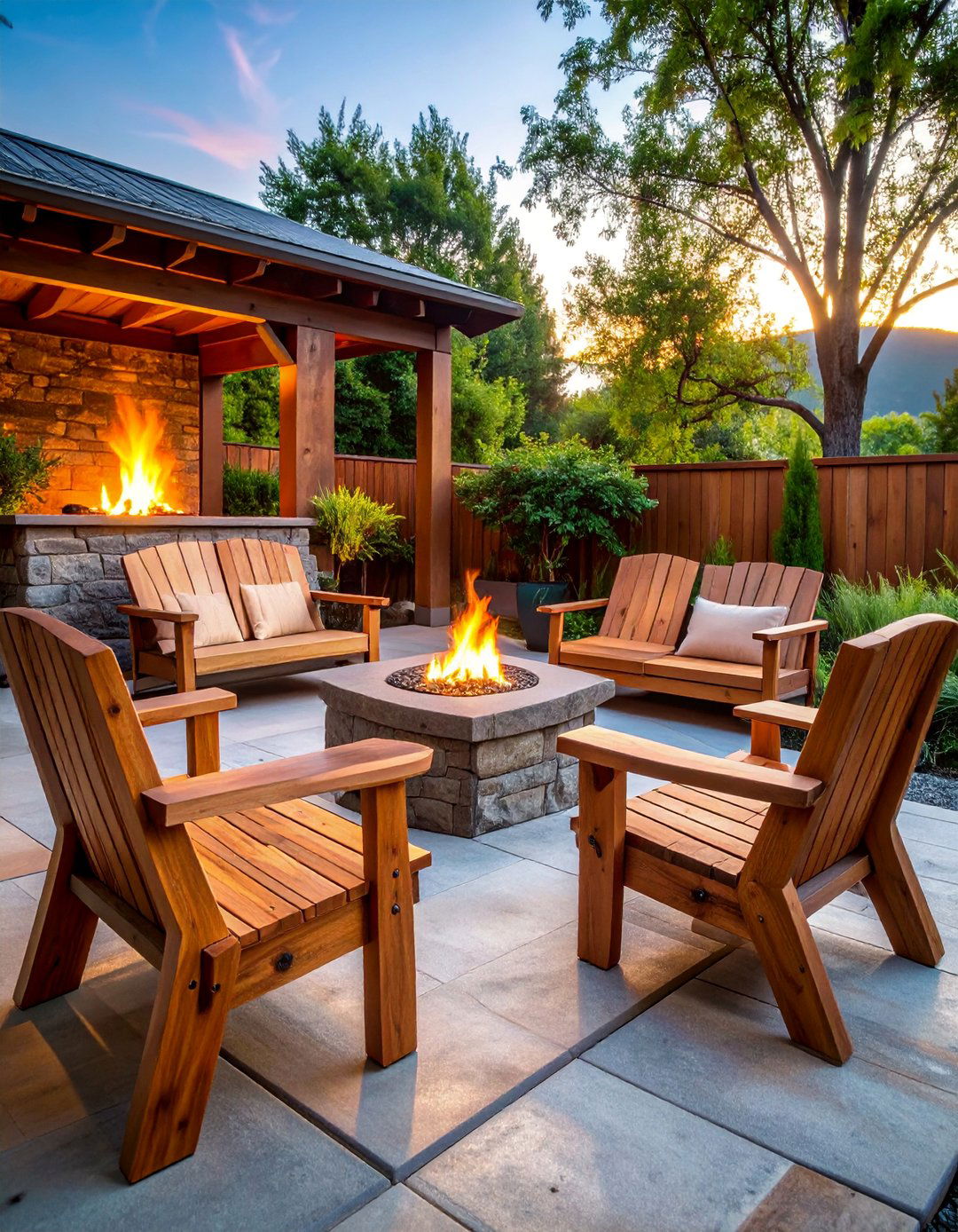 Rustic Wooden Benches with Live Edge Details - 25 Fire Pit Chair Ideas