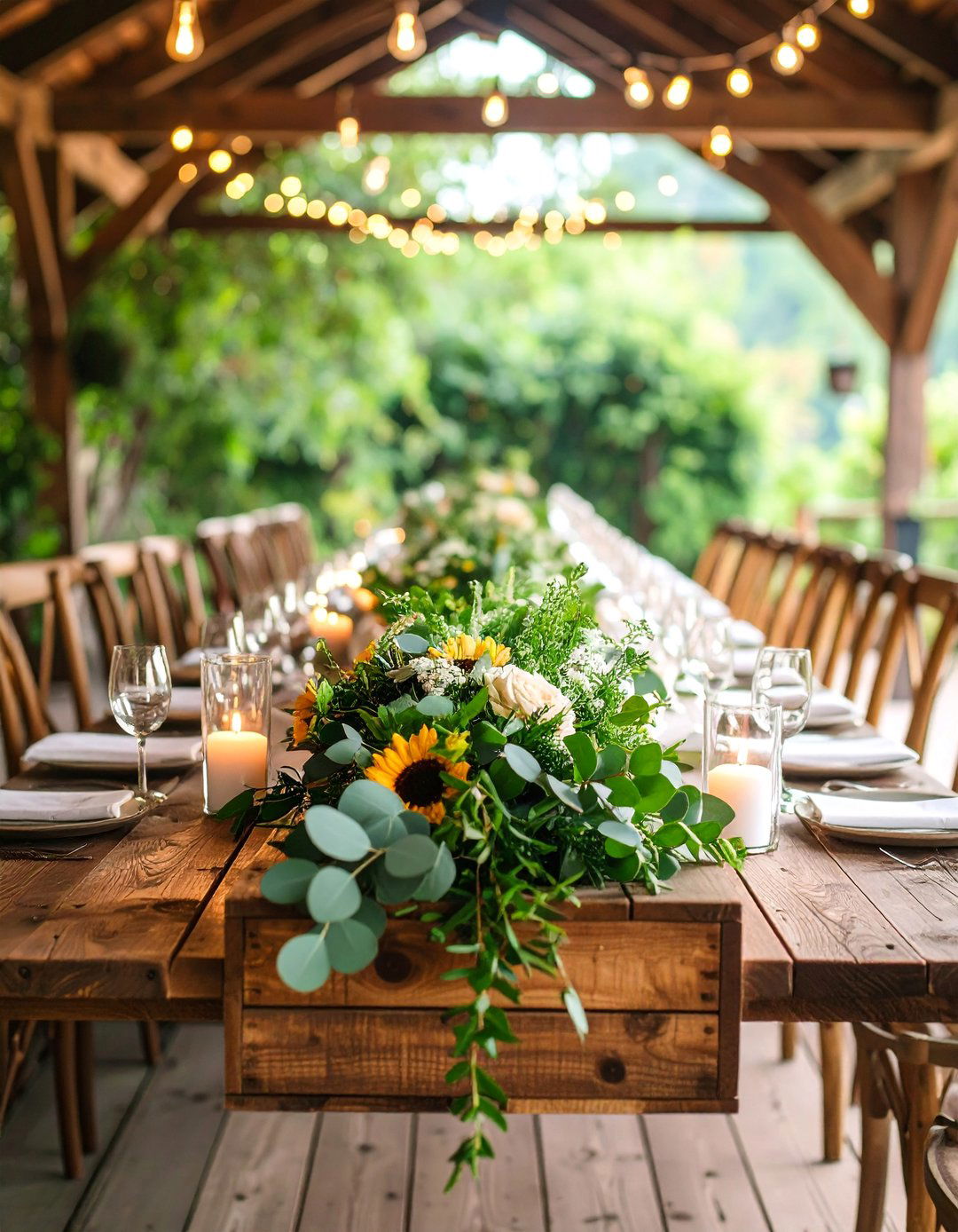 Rustic Wooden Box Eucalyptus Arrangement - 25 Eucalyptus Wedding Centerpieces