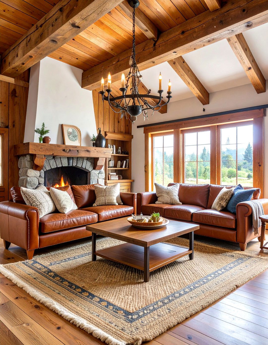Rustic Wooden Cabin Living Room - 25 Earthy Living Room Decor Ideas