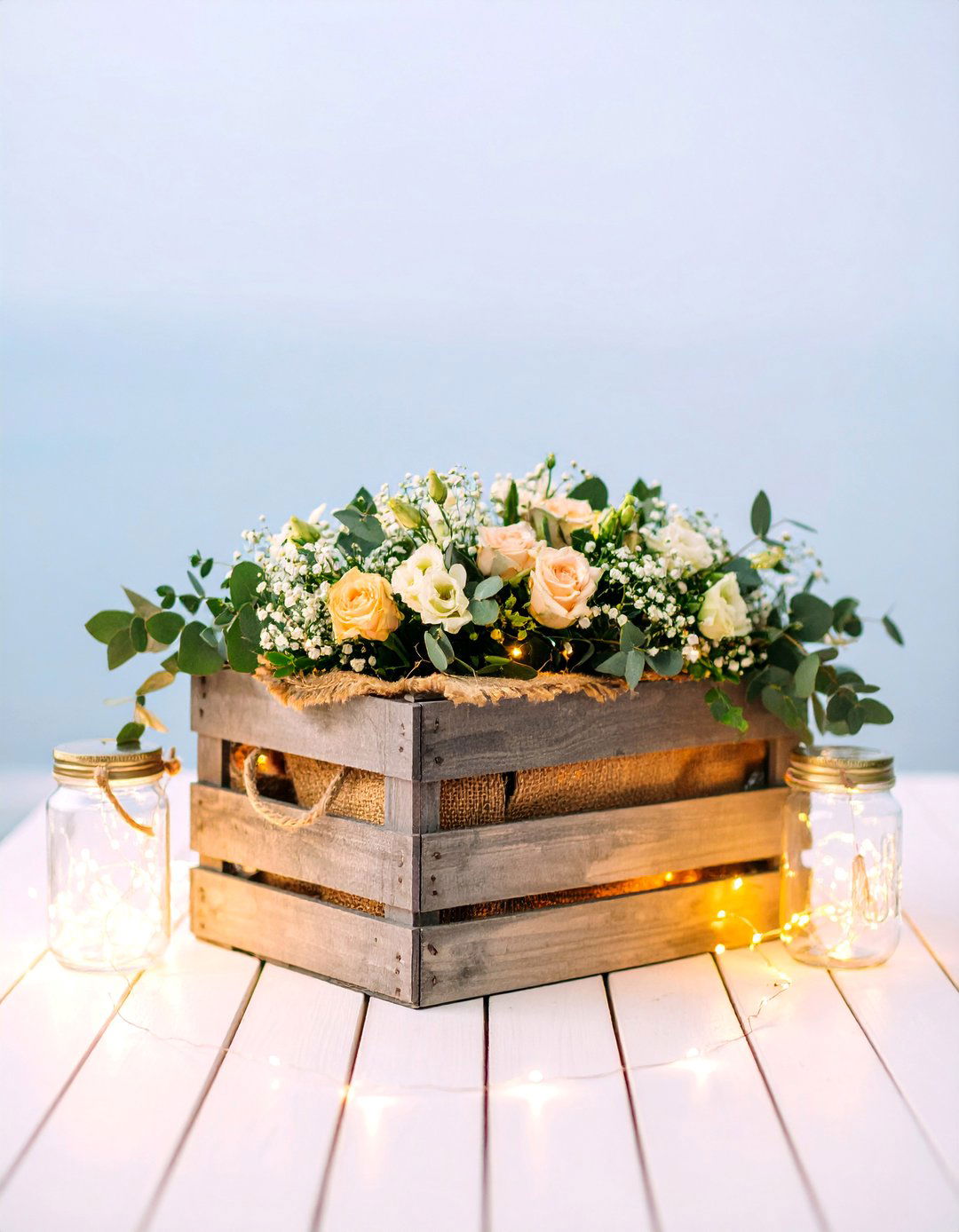 Rustic Wooden Crate Card Box with Natural Greenery - 25 Wedding Card Box Ideas