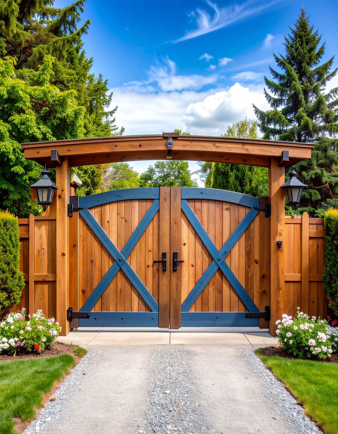 Rustic Wooden Farmhouse Gate with Traditional Appeal - 25 Driveway Gate Ideas