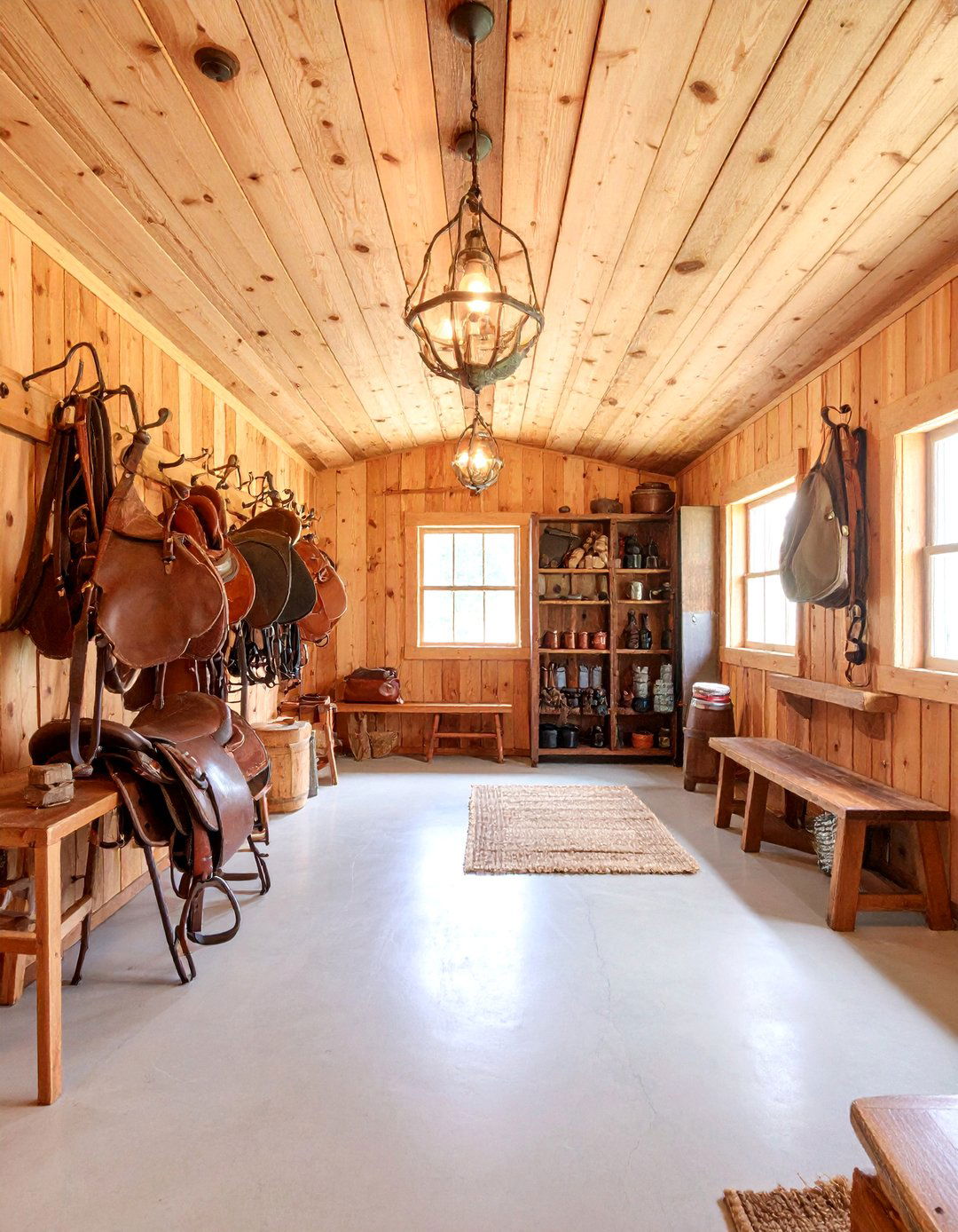 Rustic Wooden Tack Room with Cedar Accents - 25 Tack Room Ideas