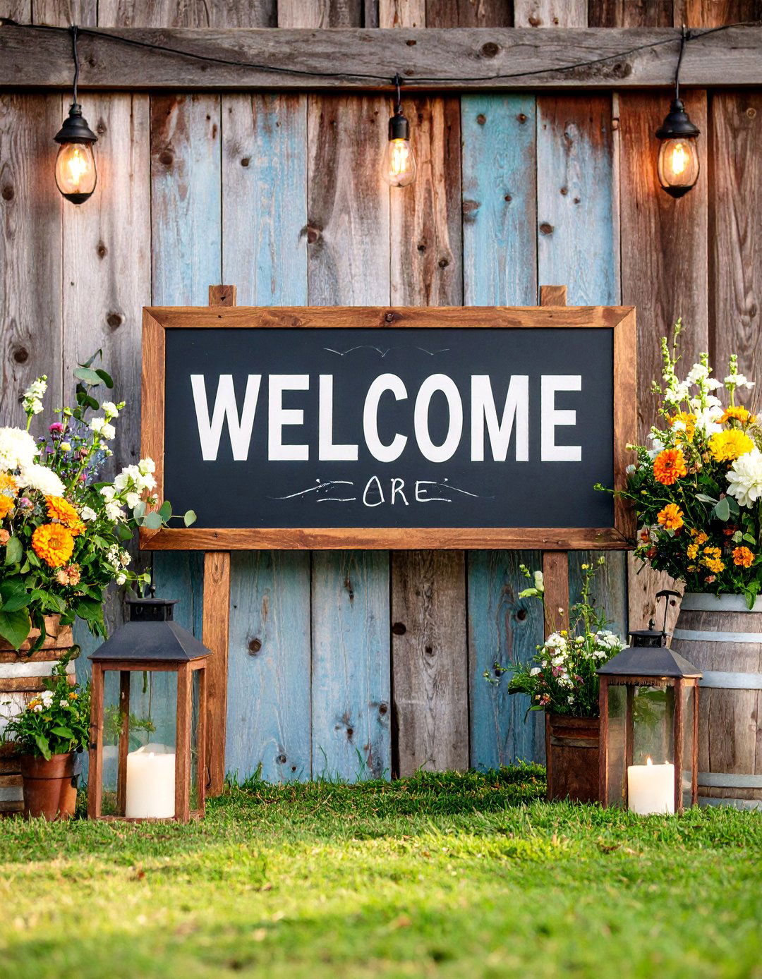 Rustic Wooden Welcome Sign with Chalkboard Paint - 25 Wedding Welcome Sign Ideas