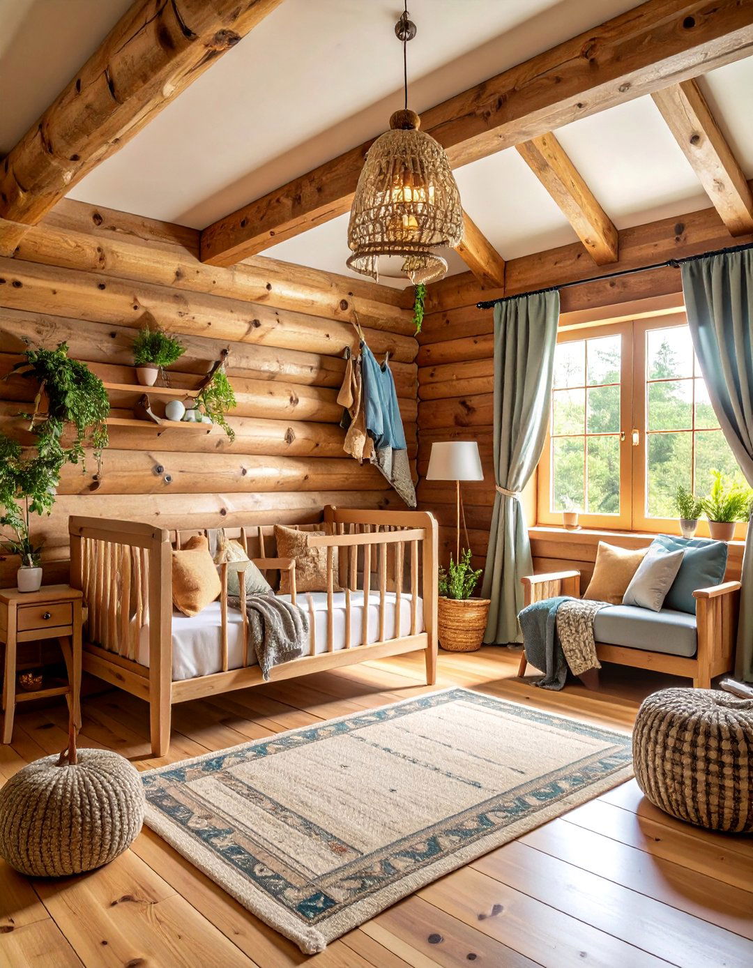 Rustic Woodland Nursery with Log Cabin Aesthetics - 25 Woodland Nursery Ideas