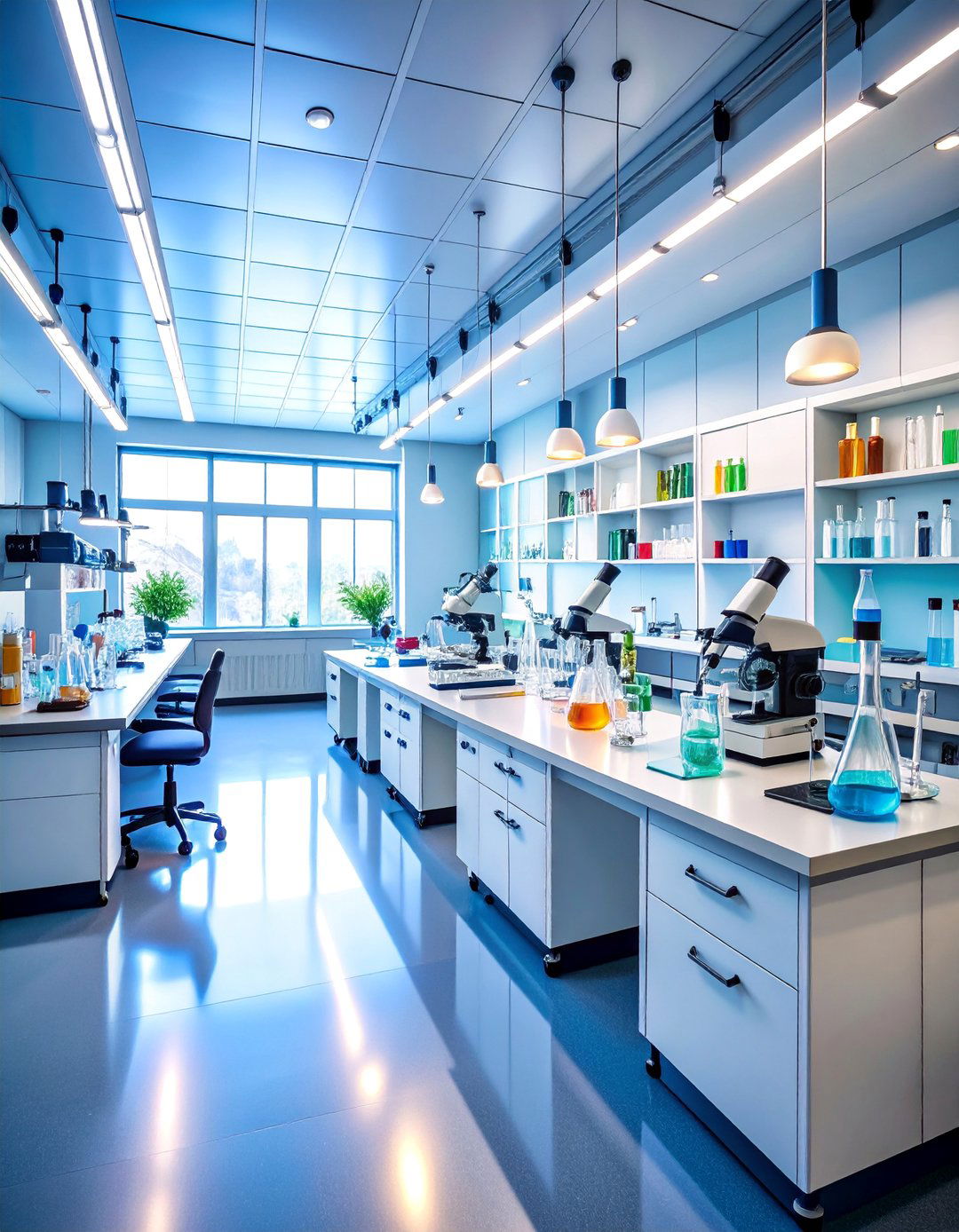 STEM Laboratory Equipment Mural with Scientific Tools - 25 School Mural Ideas