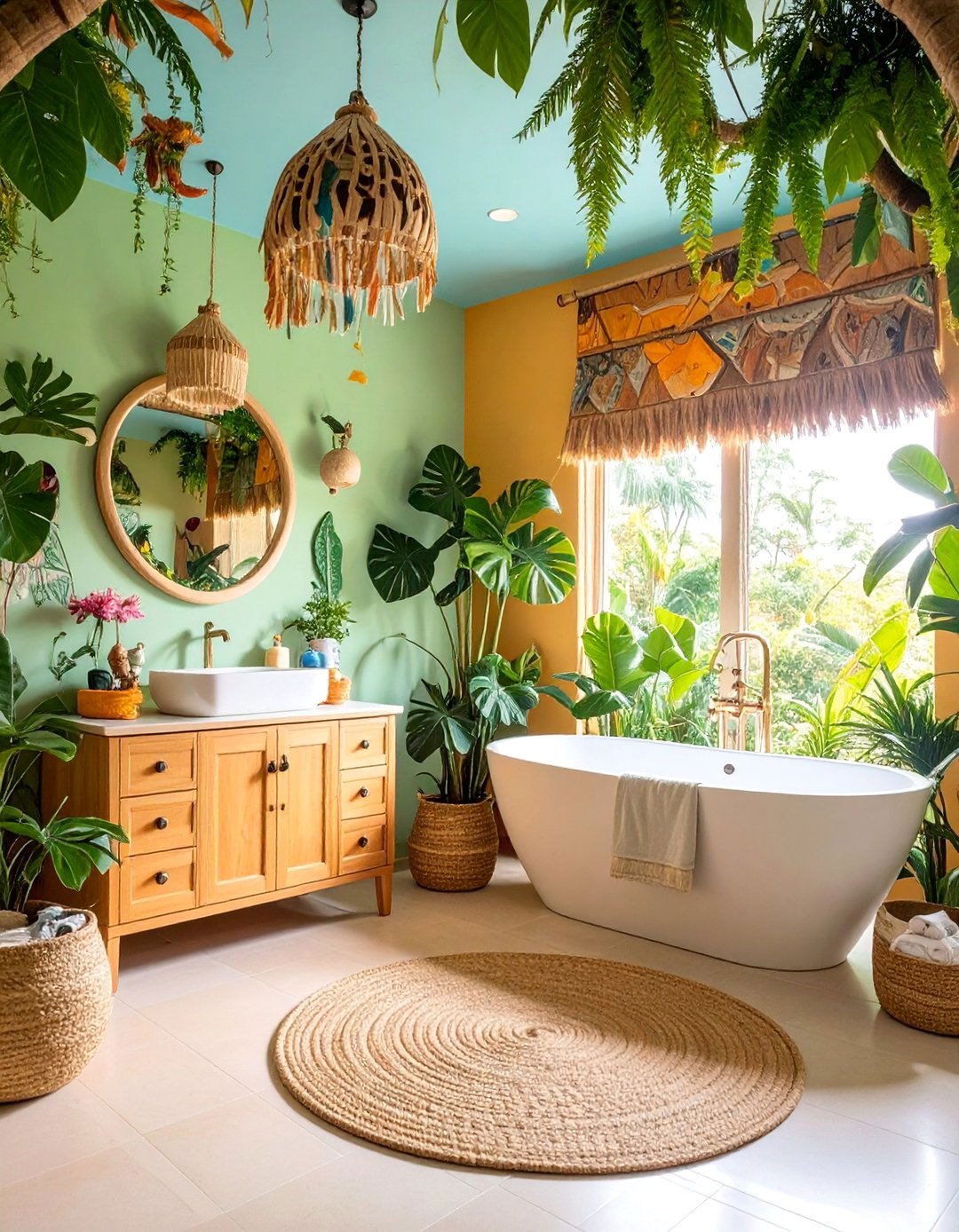 Safari Adventure Kids Bathroom with Jungle Canopy Design - 25 Kids Bathroom Ideas