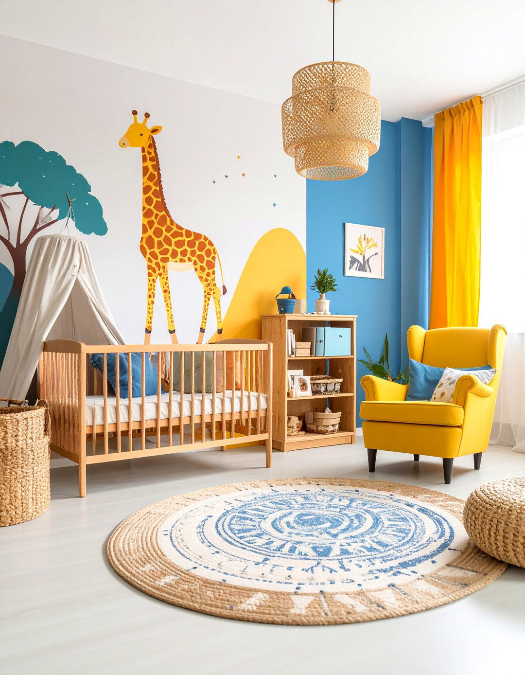 Safari Adventure Room with Giraffe Centerpiece - 25 Baby Room Ideas