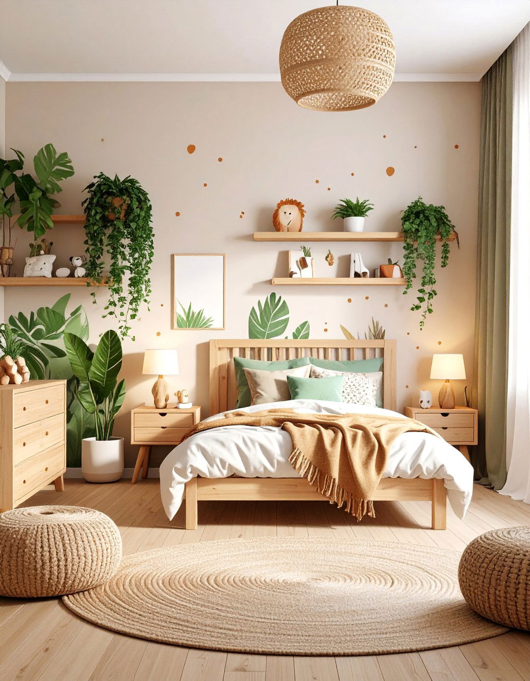 Safari Adventure Toddler Room with Natural Wood Accents - 25 Toddler Room Ideas