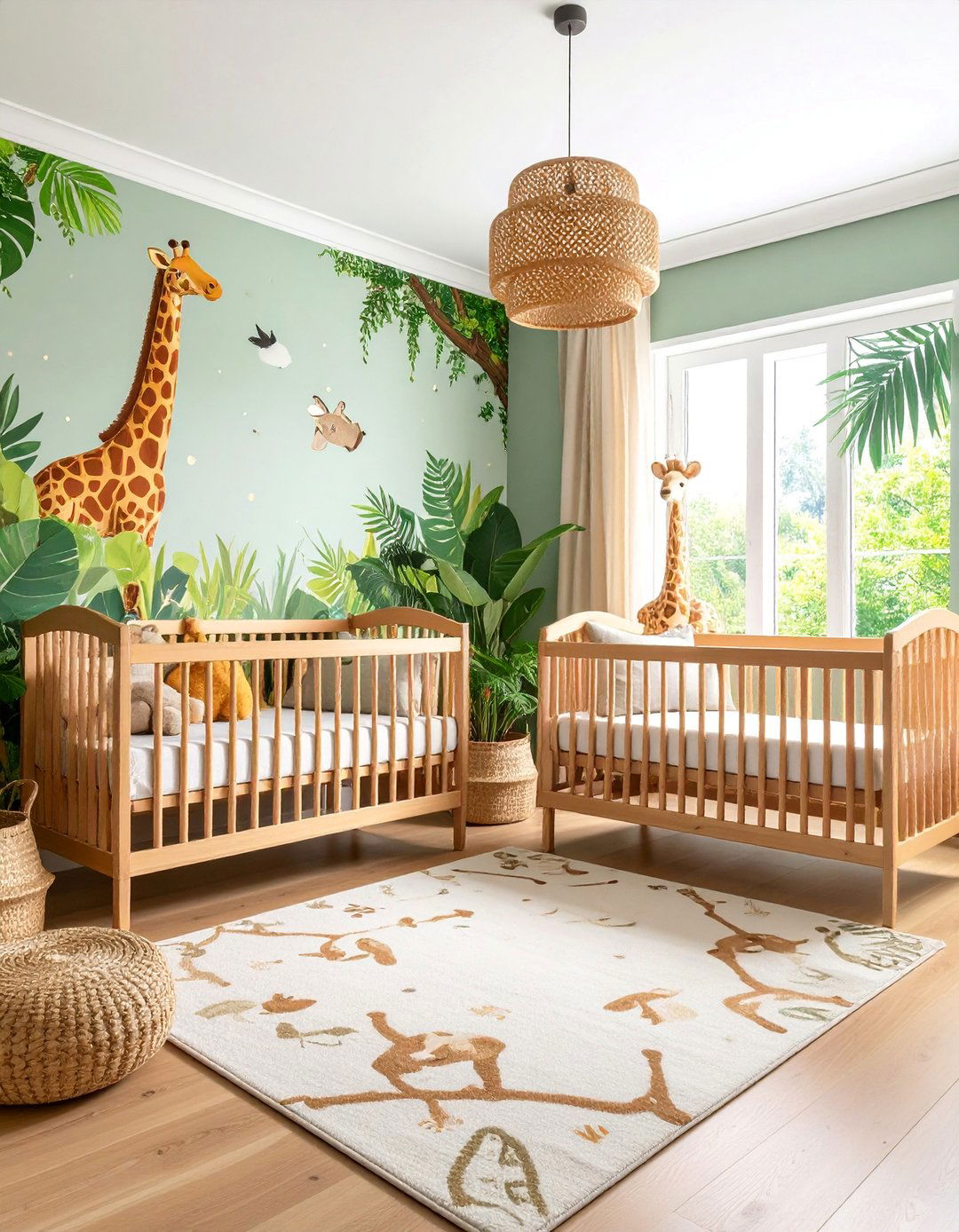 Safari Adventure Twin Nursery with Animal Themes - 25 Twin Nursery Ideas