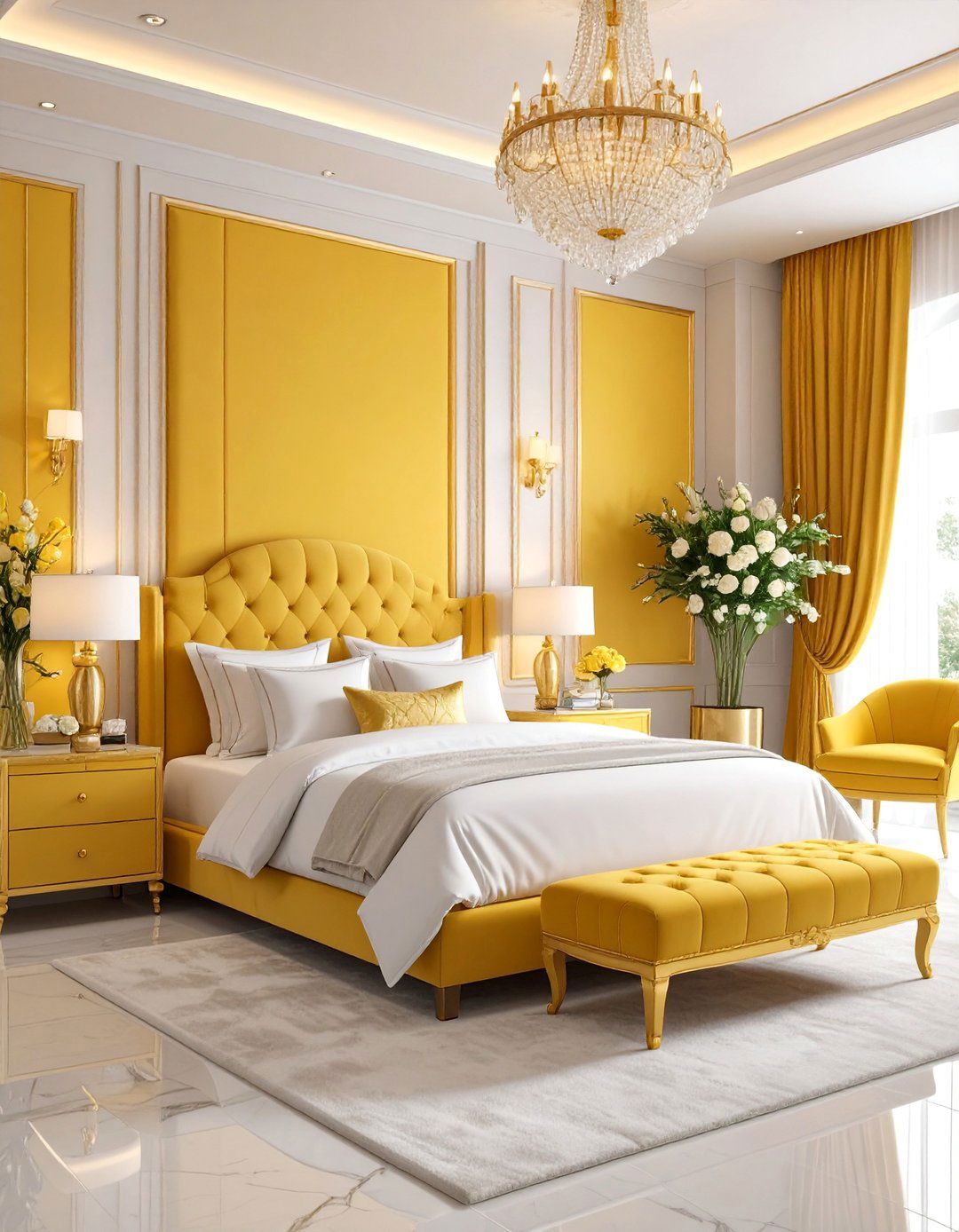 Saffron Yellow Luxury Bedroom - 25 Yellow Bedroom Ideas