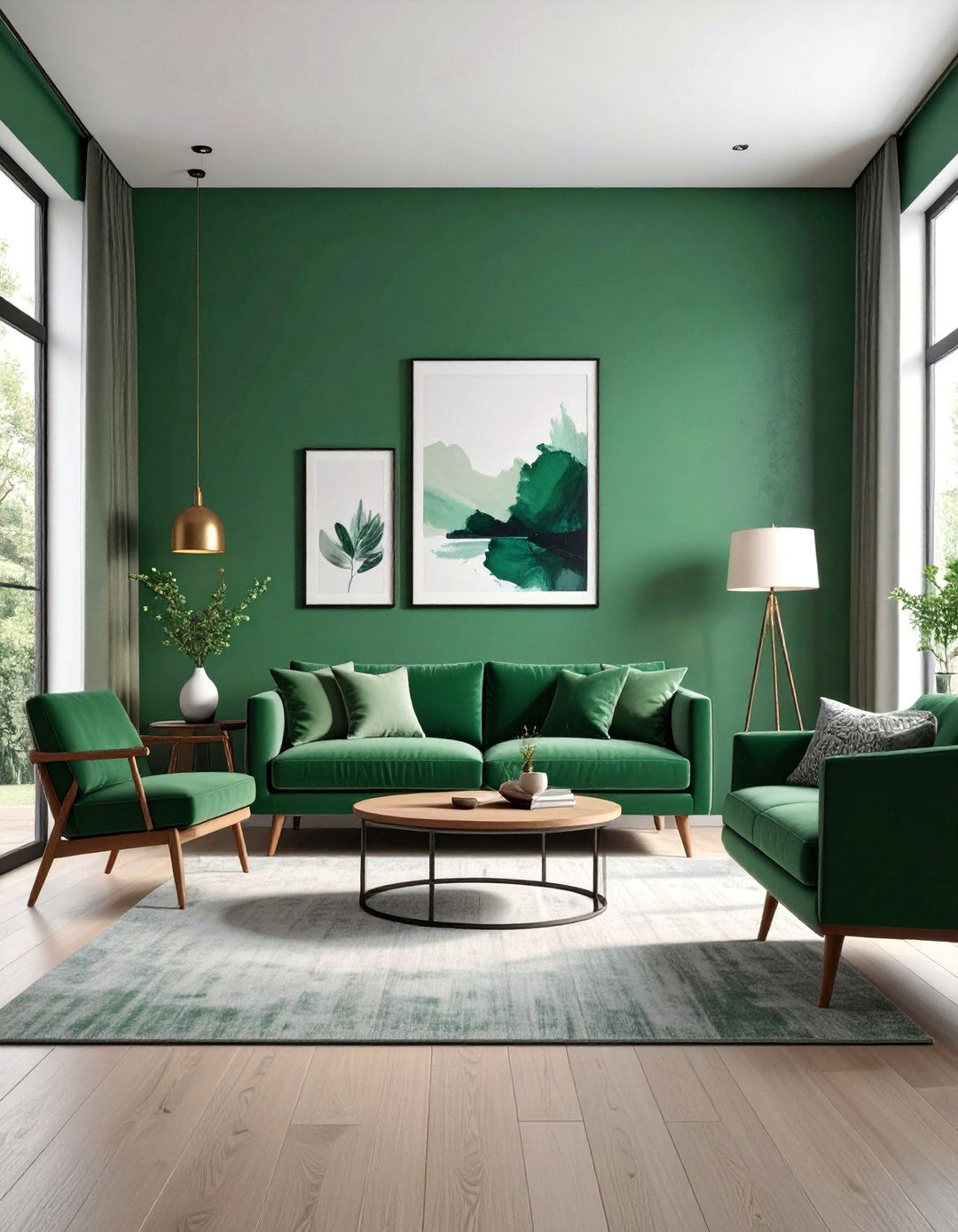 Sage Green Accent Wall with Gallery Display - 25 Green Accent Wall Ideas
