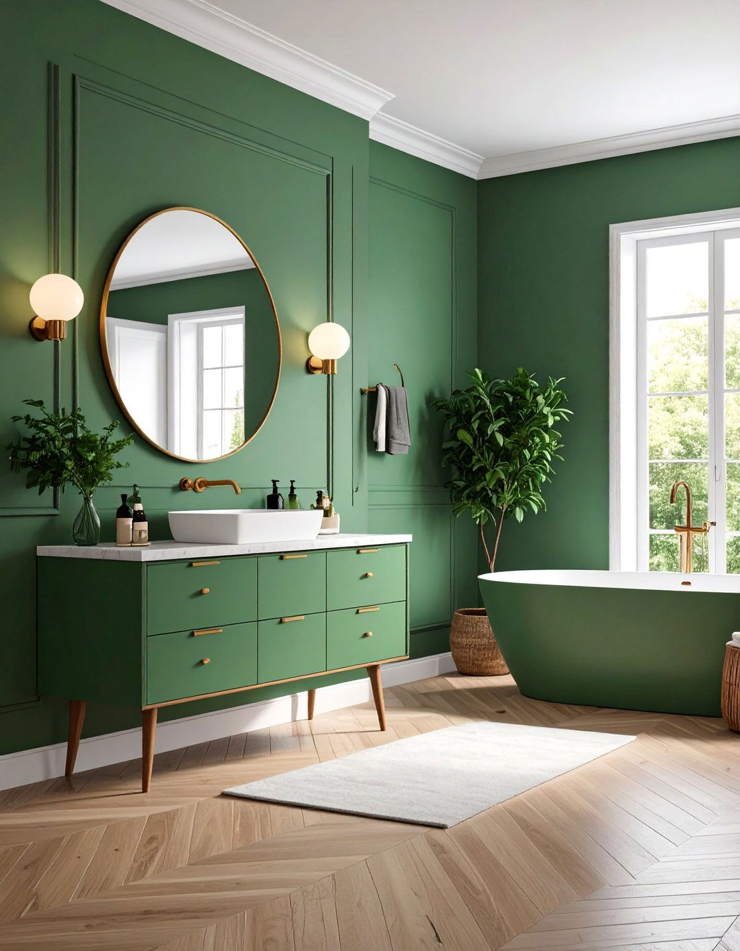 Sage Green Bathroom with Freestanding Vanity - 25 Sage Green Bathroom Ideas